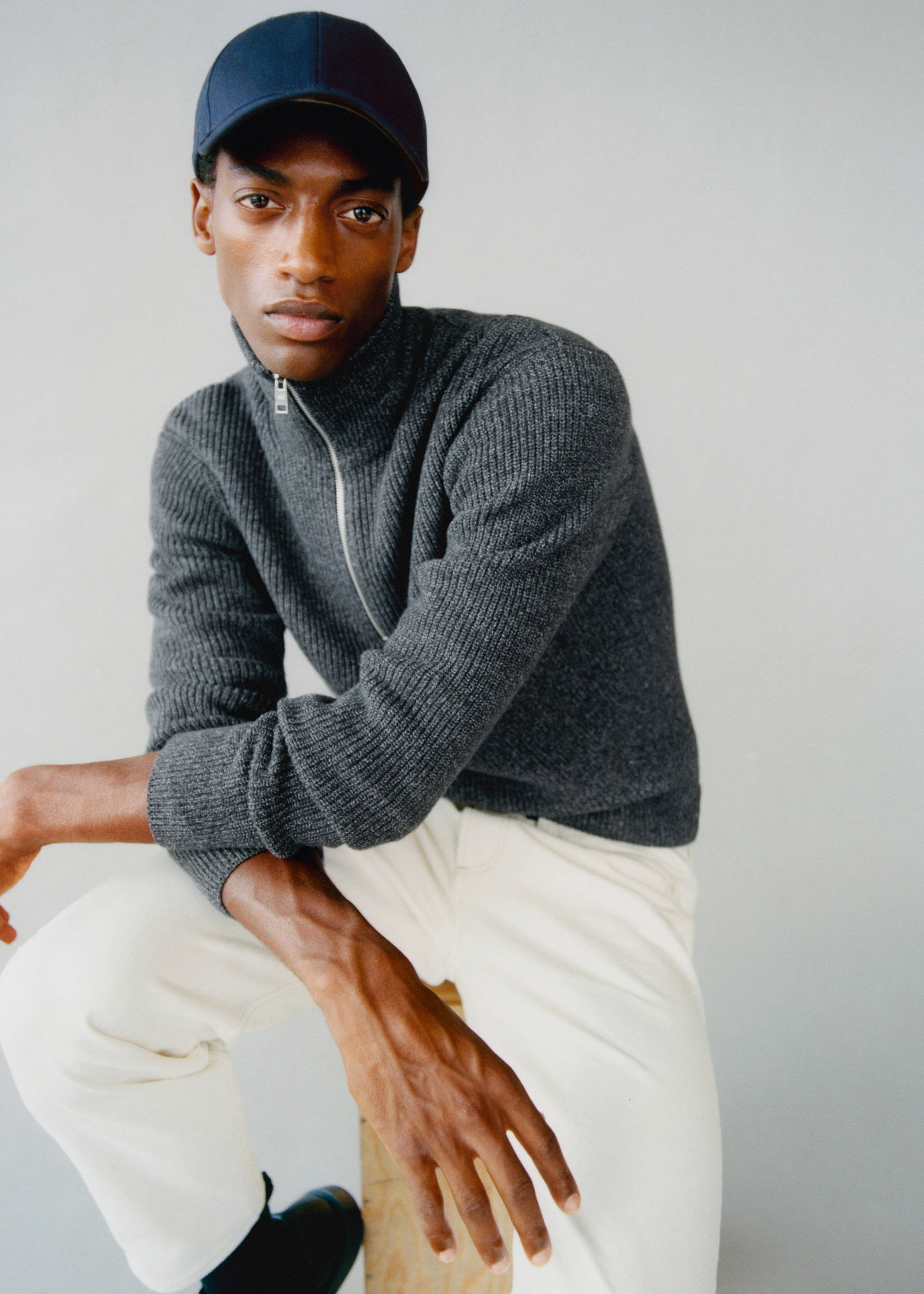 Structured sweater with zip neck  - Details of the article 5