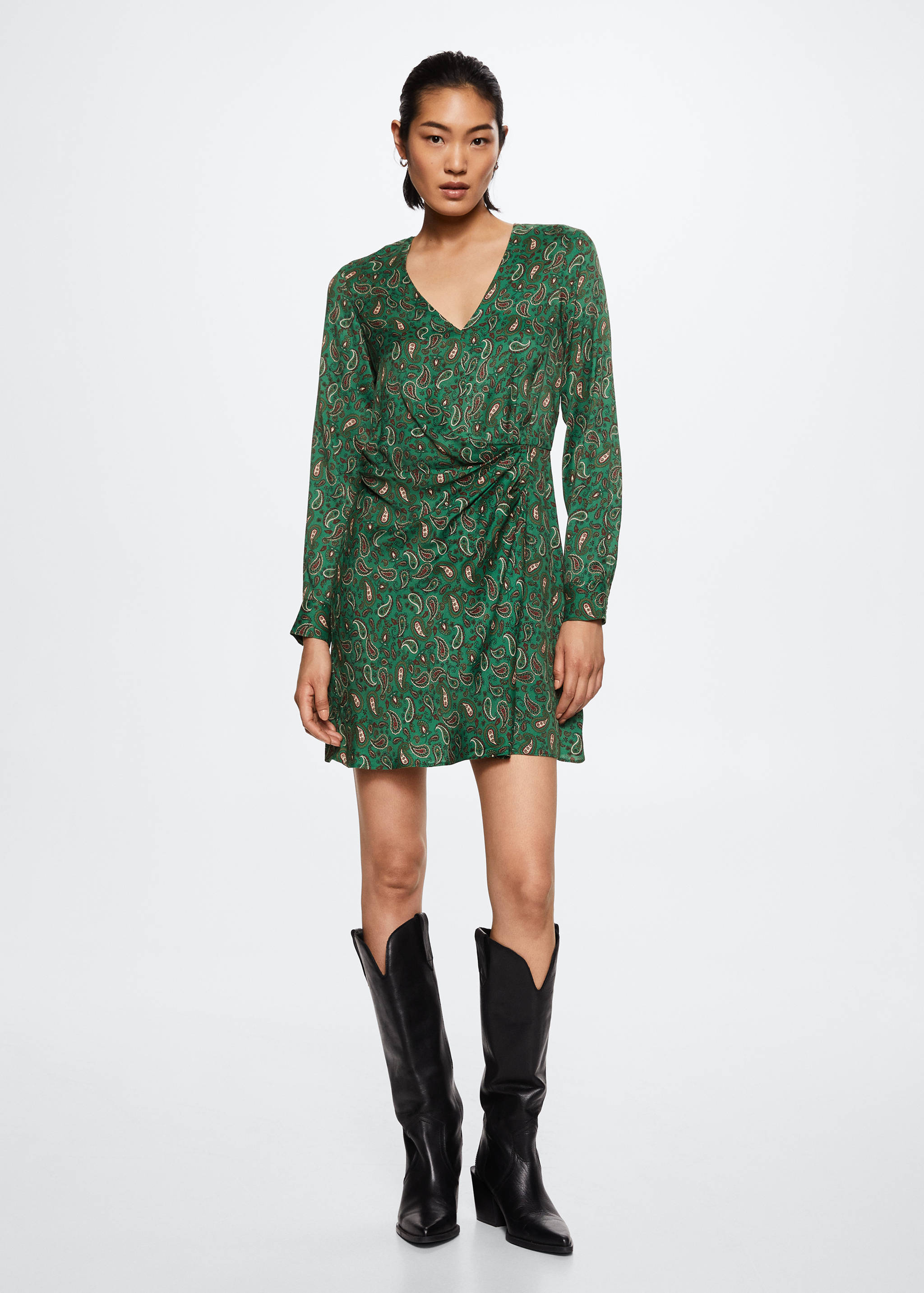 Vestit setinat estampat caixmir - Pla general