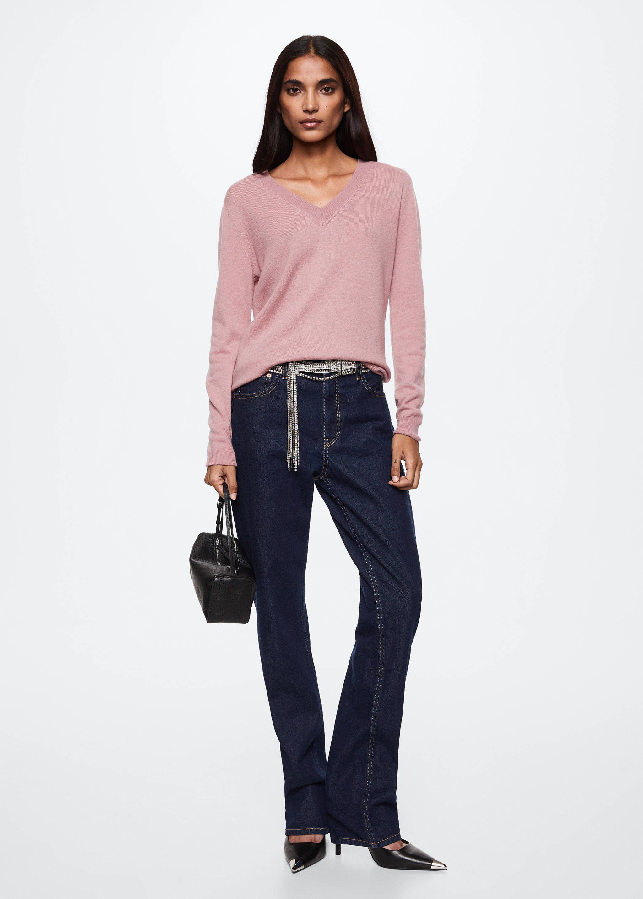 V-neck wool sweater - General plane