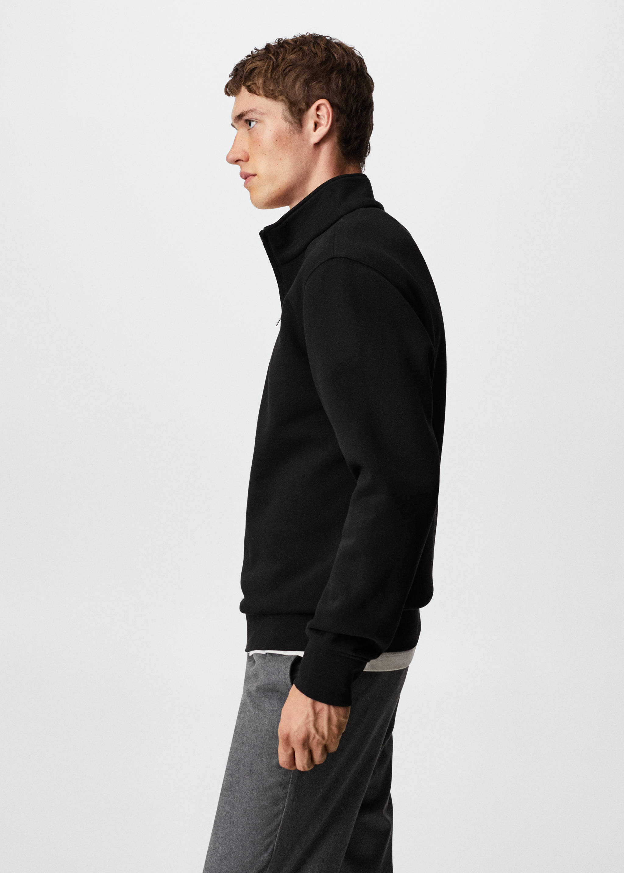 Cotton sweatshirt with zip neck - Details of the article 2
