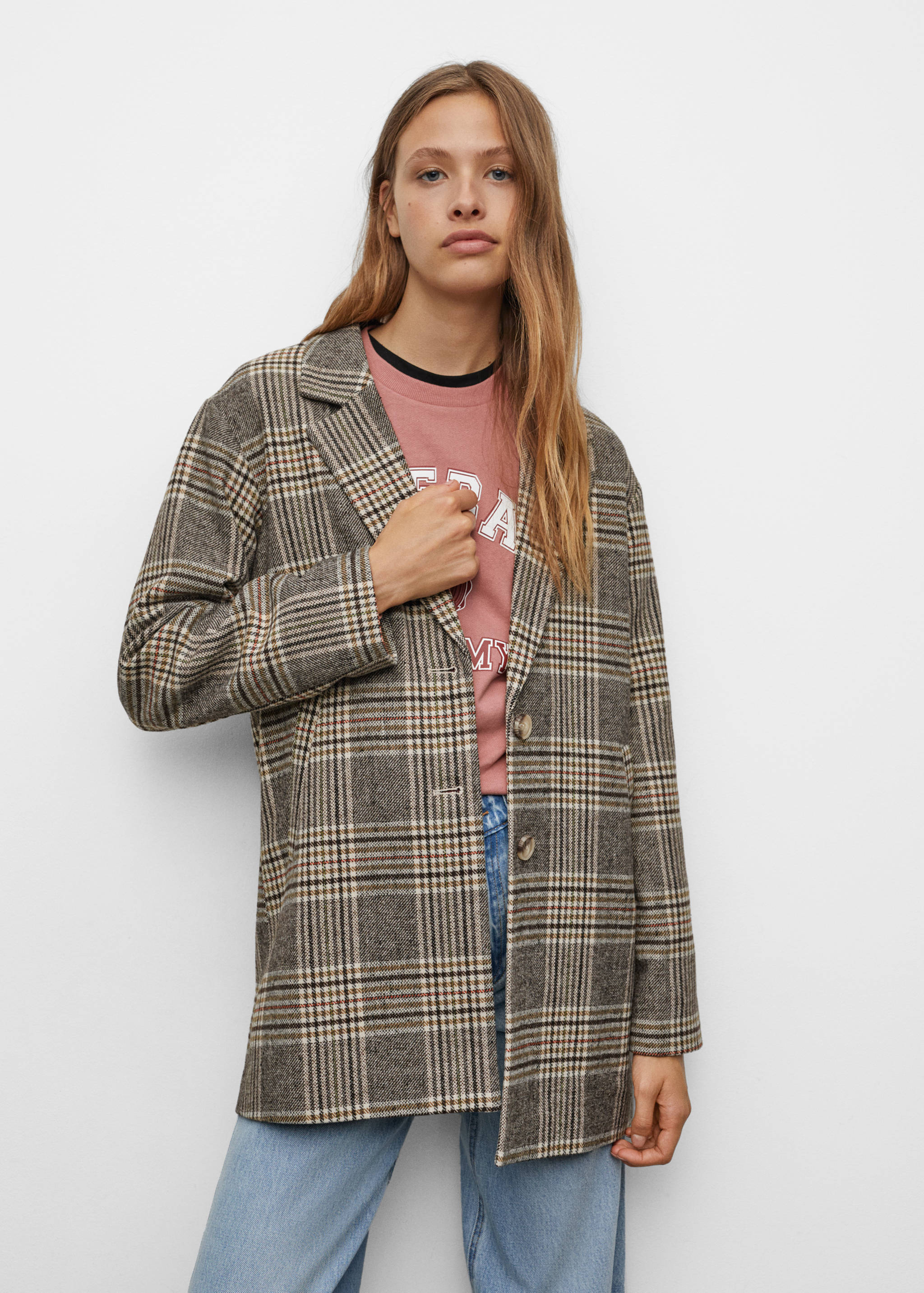 Gerader Mantel mit Revers - Mittlere Ansicht