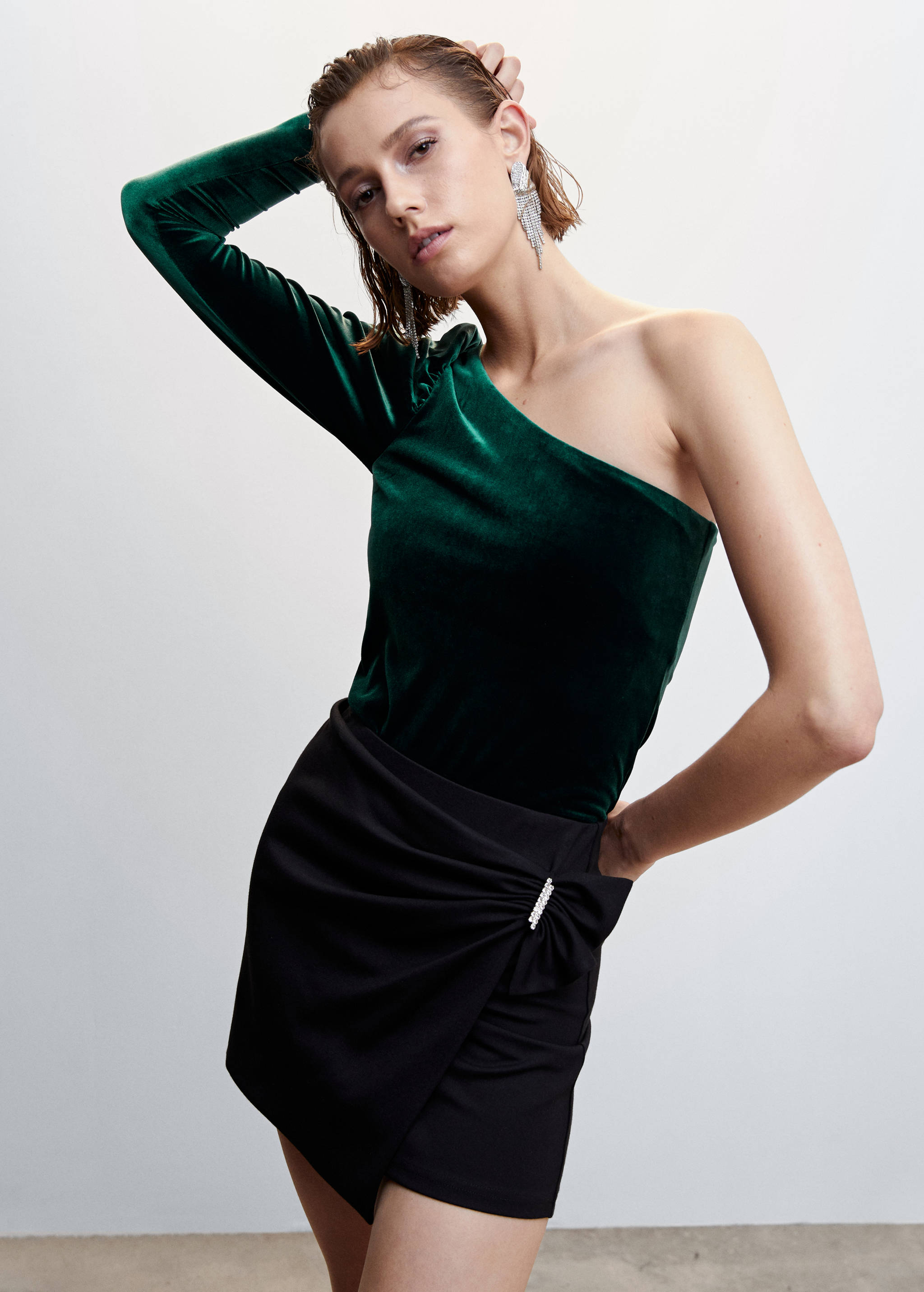 Asymmetrical velvet t-shirt - Medium plane