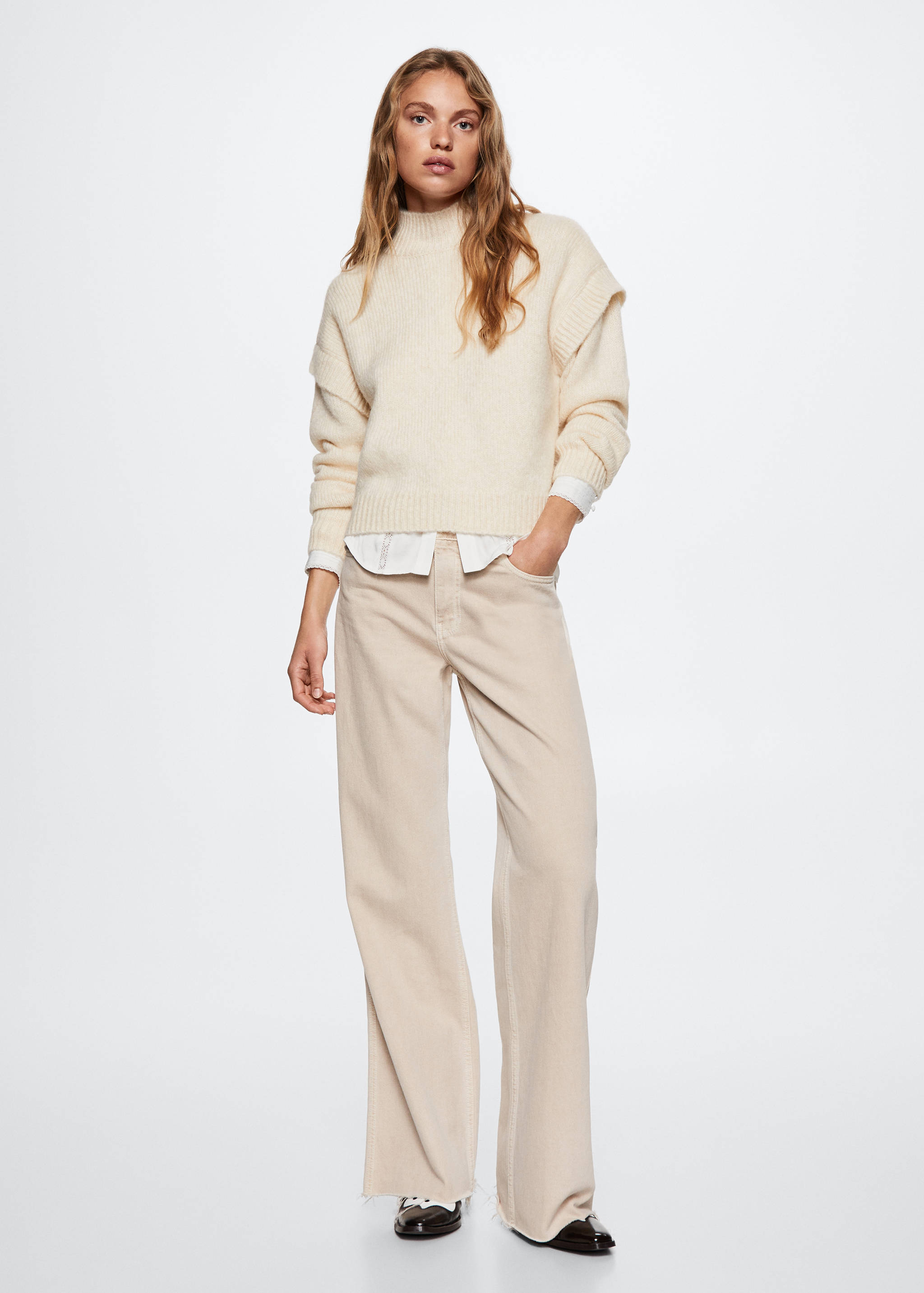 High-neck sweater with shoulder detail - General plane