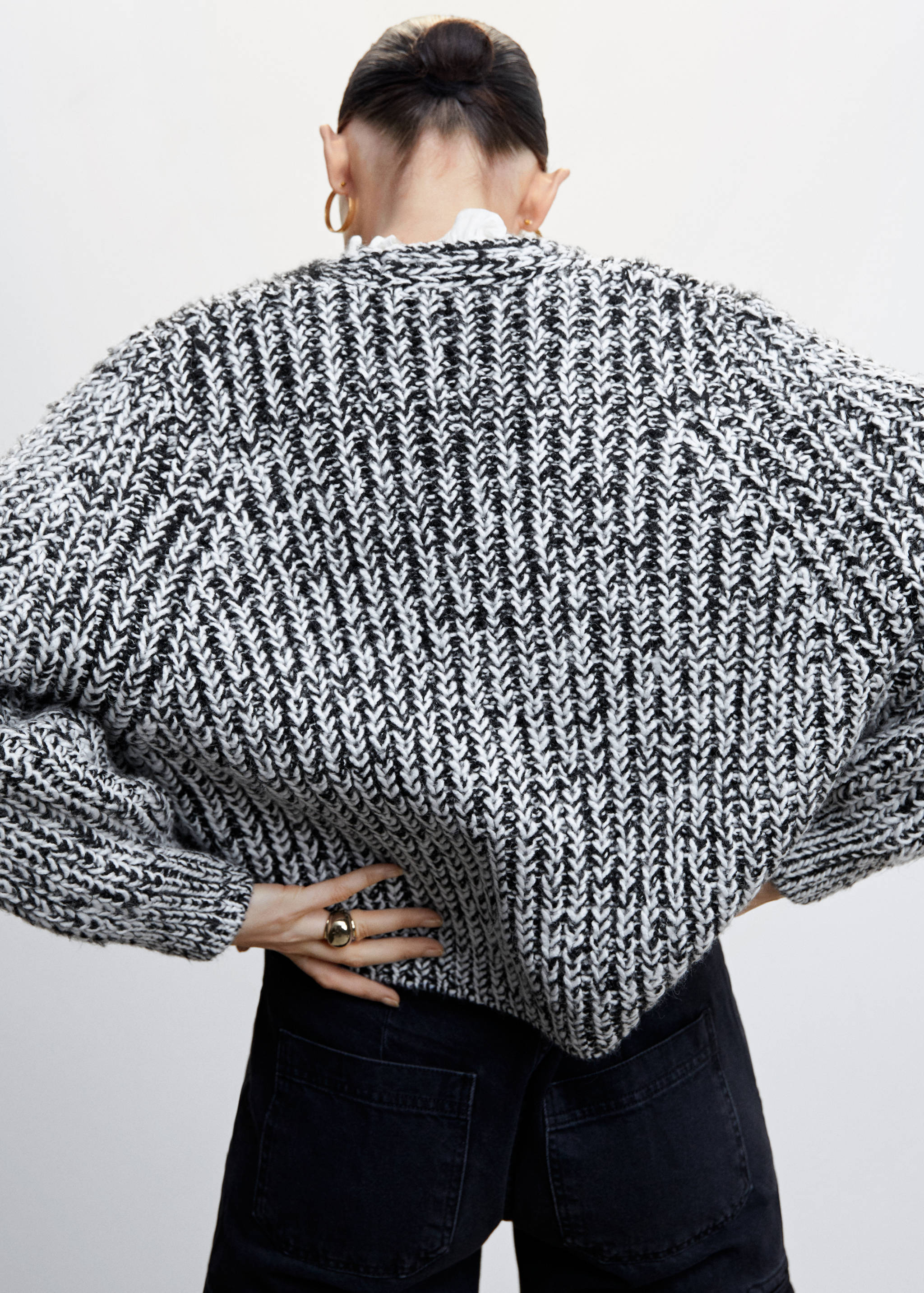 Flecked chunky-knit cardigan - Reverse of the article