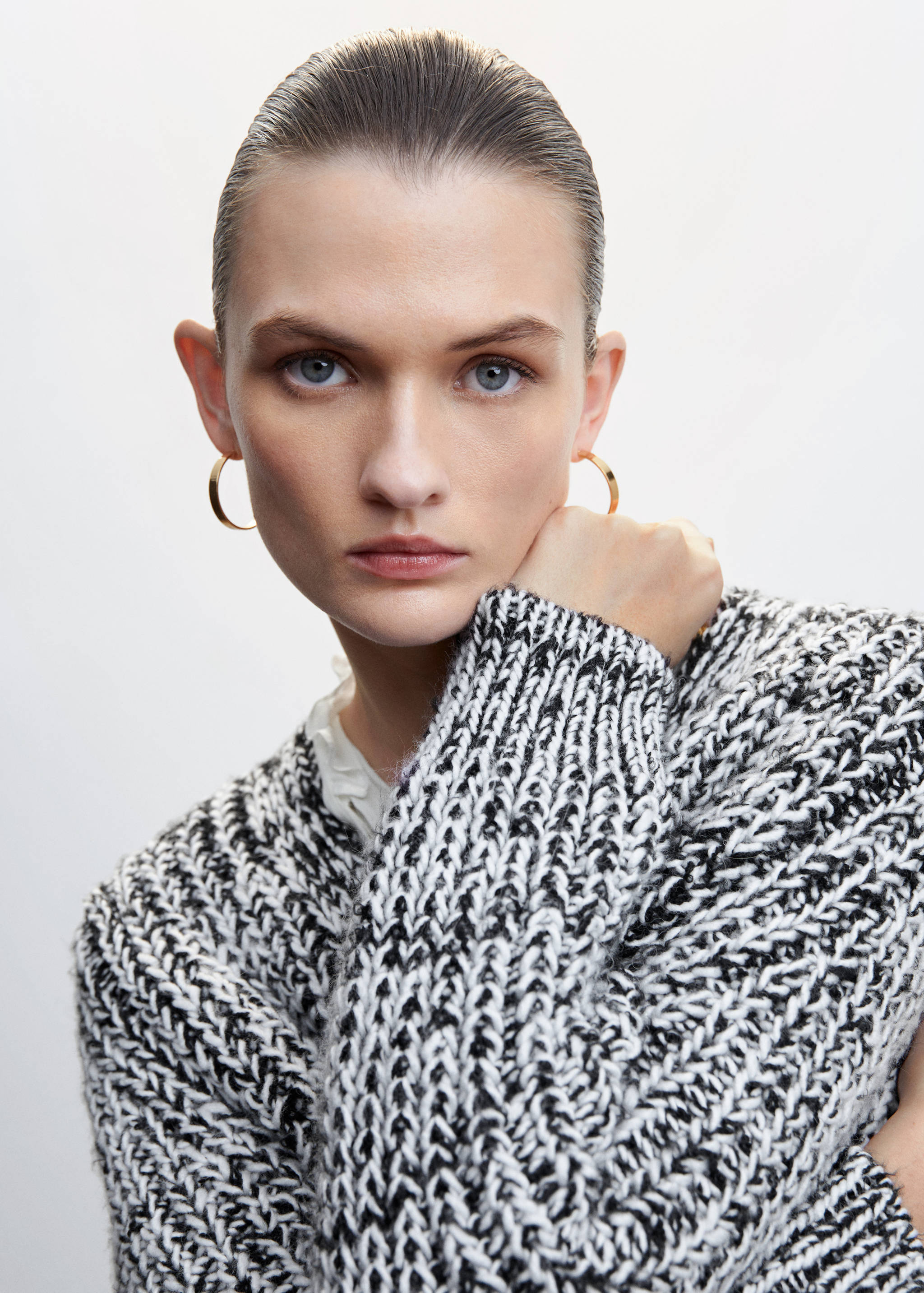 Flecked chunky-knit cardigan - Details of the article 1