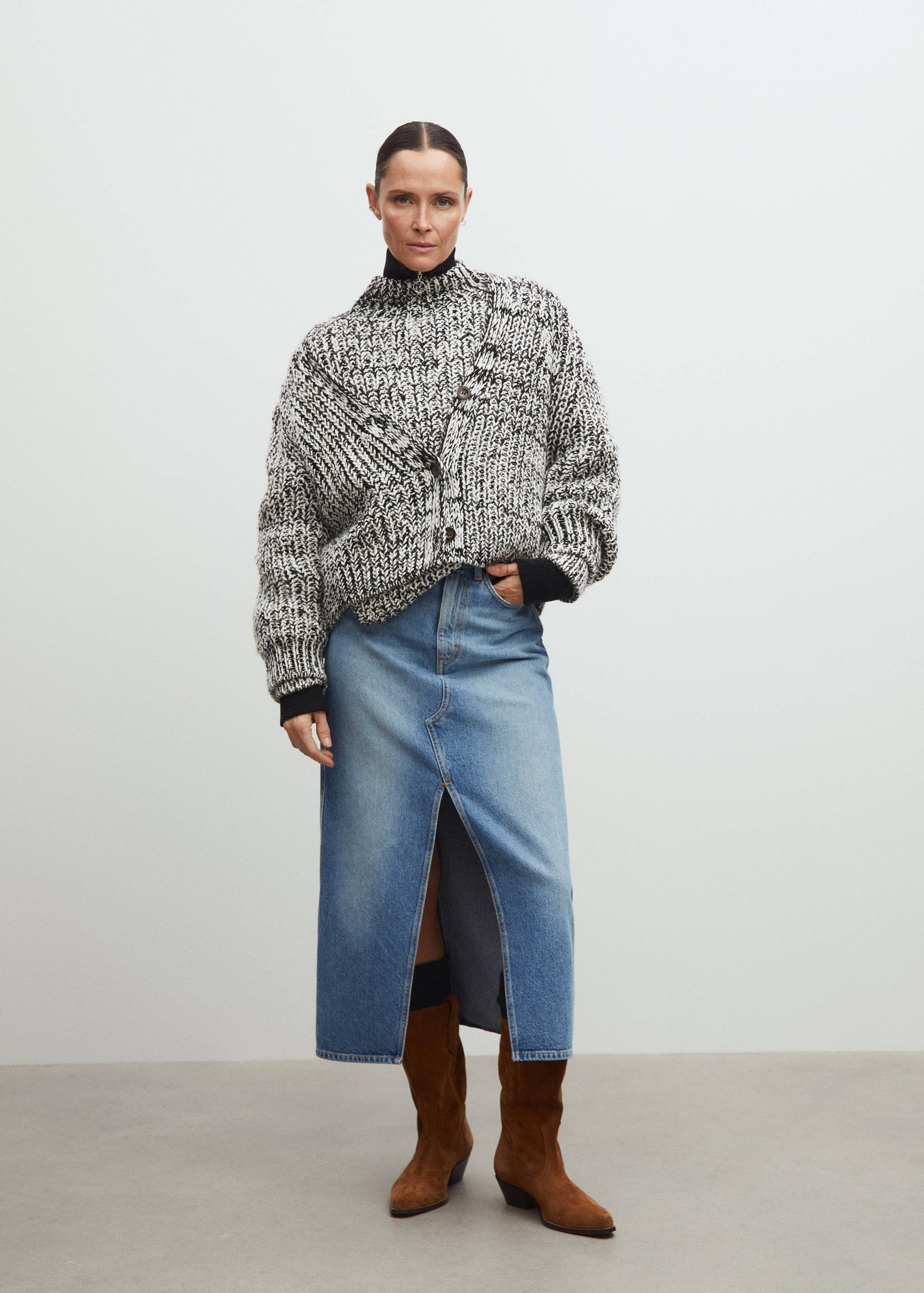 Flecked chunky-knit cardigan - Details of the article 7