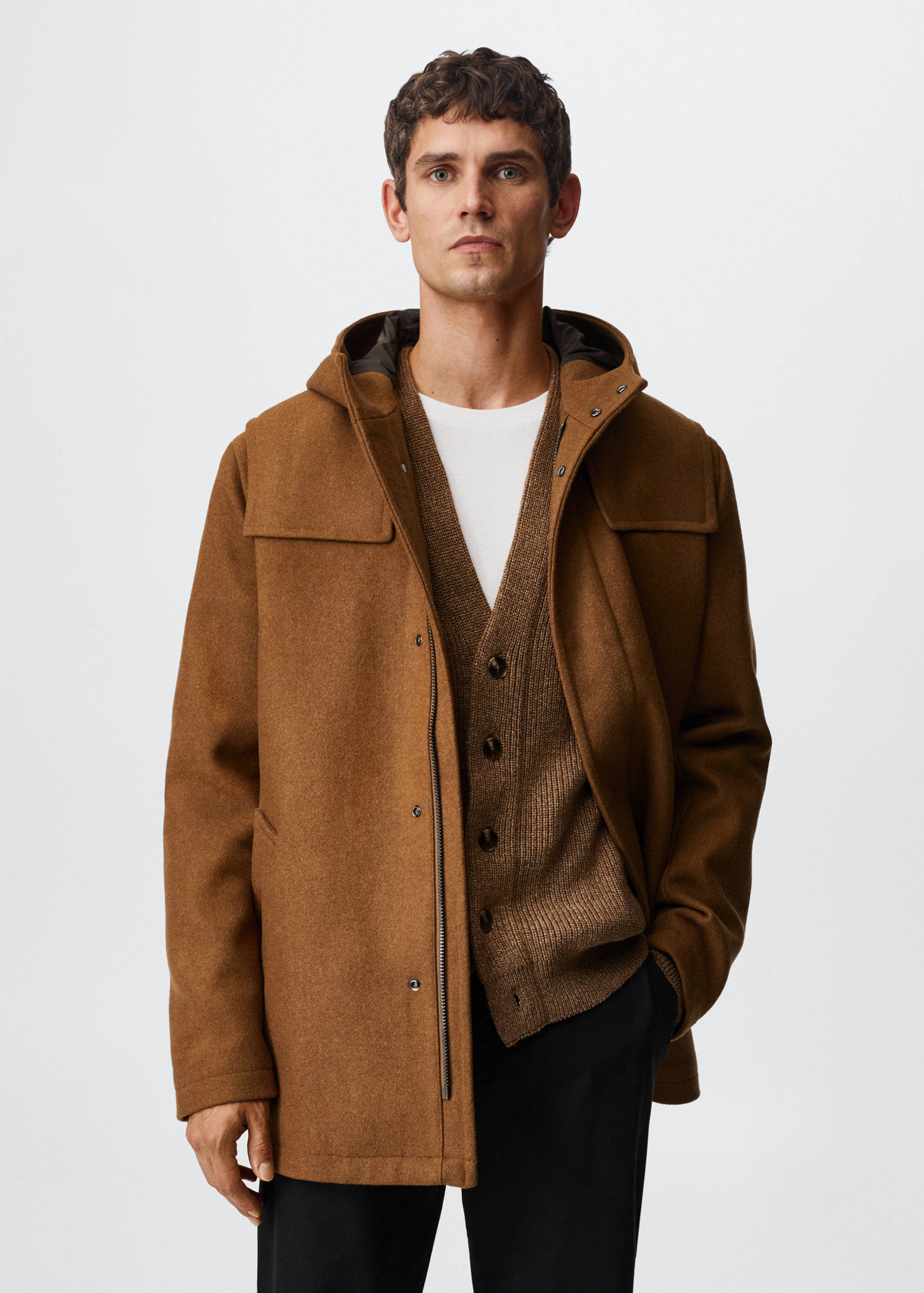Hooded wool coat - Medium plane