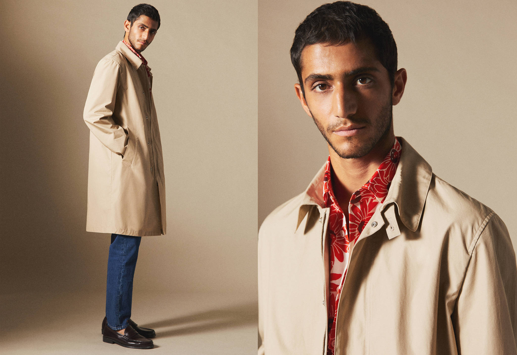 Water-repellent cotton trench coat - Panoramic plane