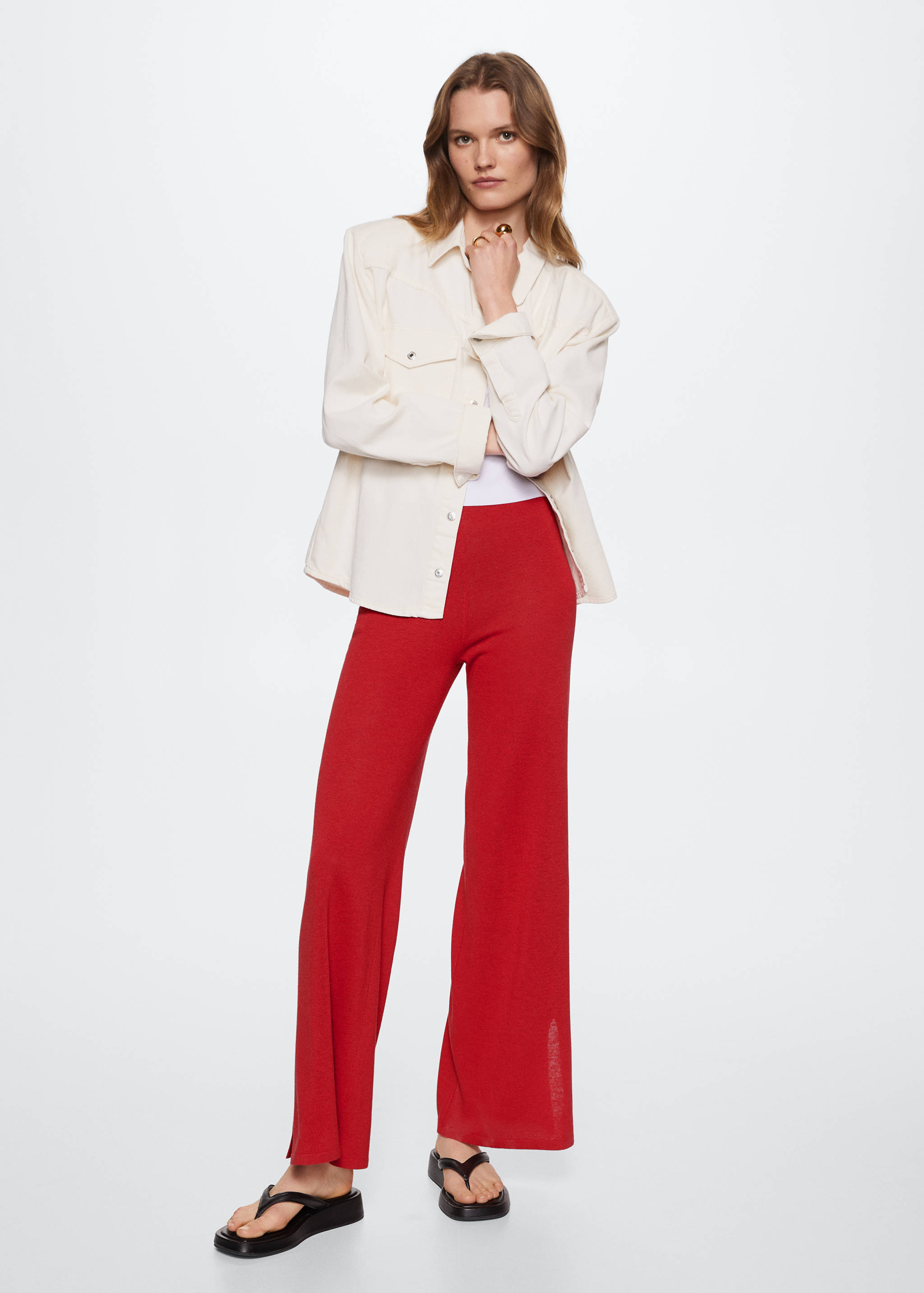 Side slit knit trousers - Details of the article 2