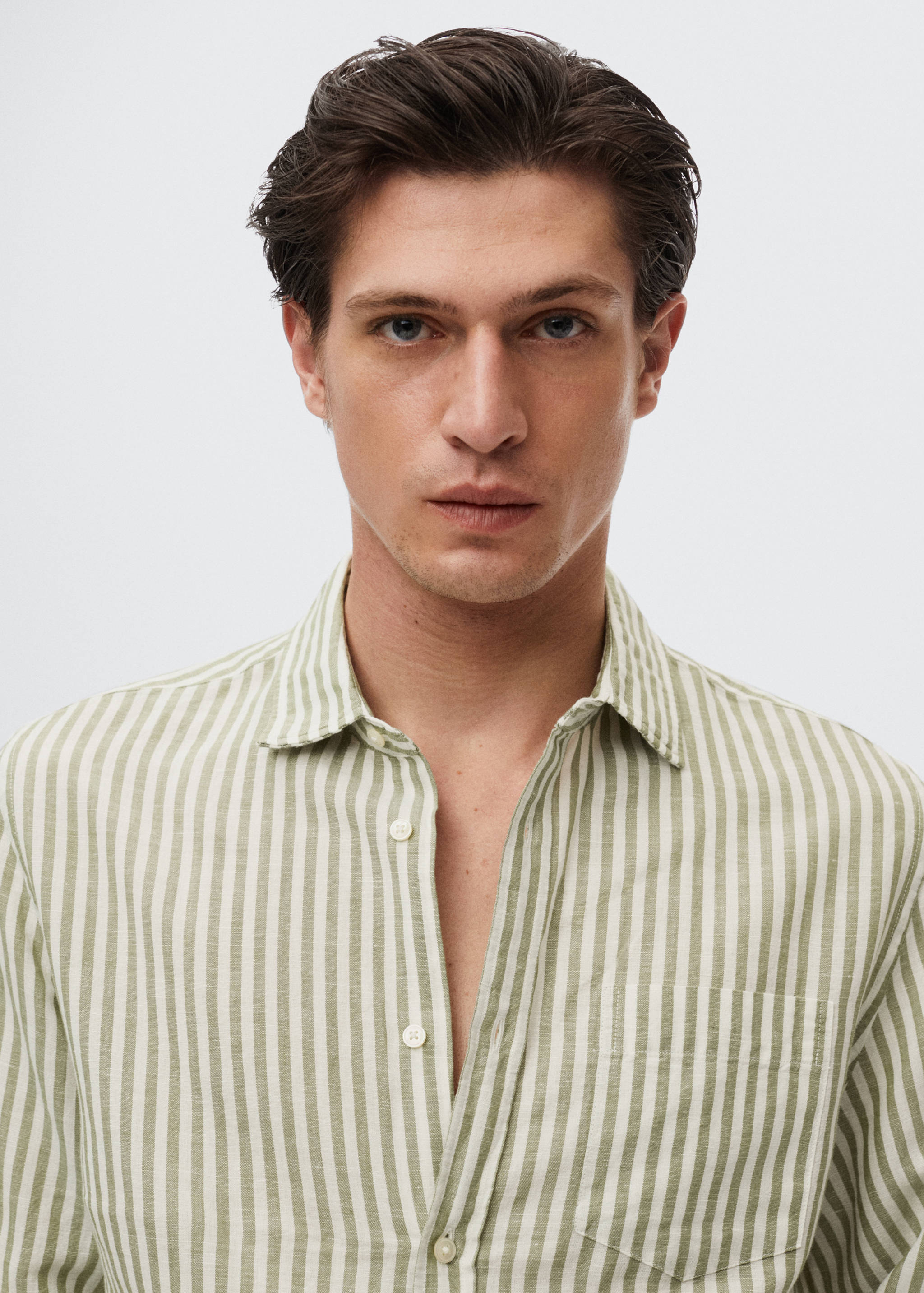 Slim Fit-Leinenhemd mit Karomuster - Detail des Artikels 1