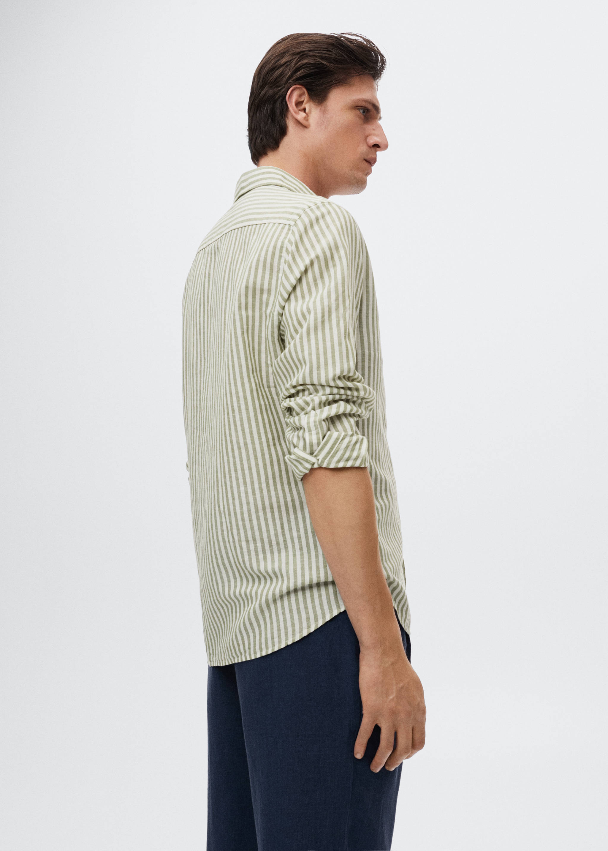 Slim Fit-Leinenhemd mit Karomuster - Detail des Artikels 2