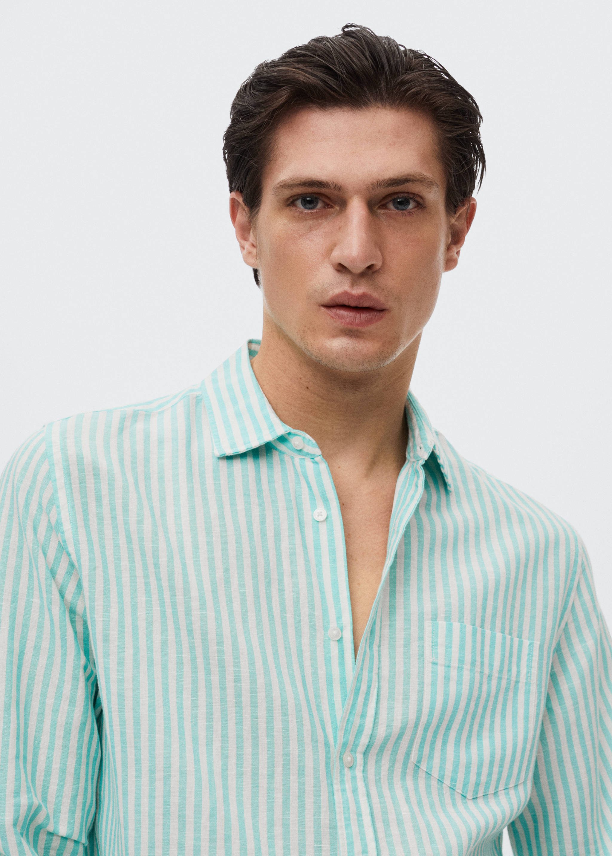 Slim Fit-Leinenhemd mit Karomuster - Detail des Artikels 1