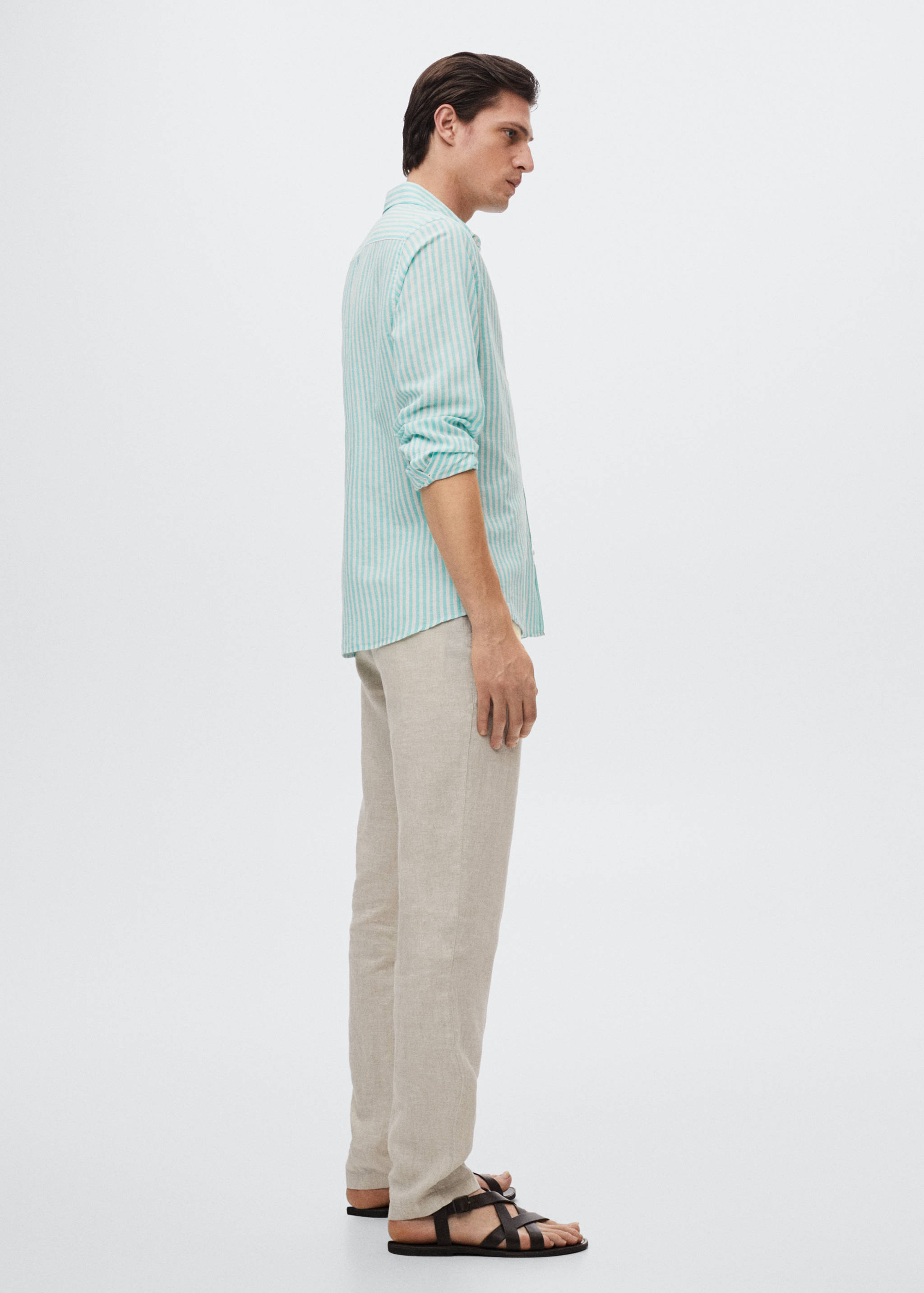 Slim Fit-Leinenhemd mit Karomuster - Detail des Artikels 2