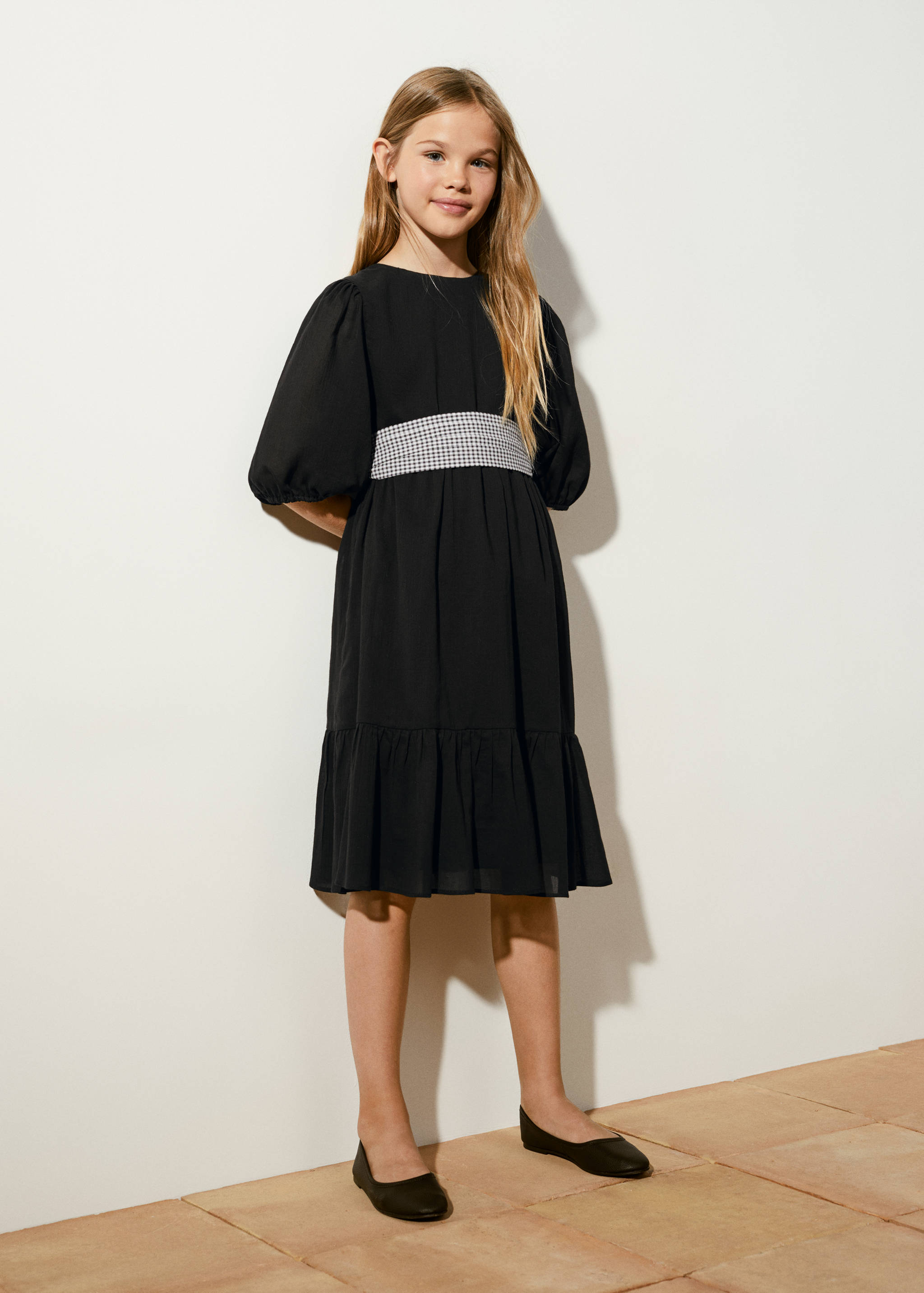 Gingham check dress with bow - Medium plane