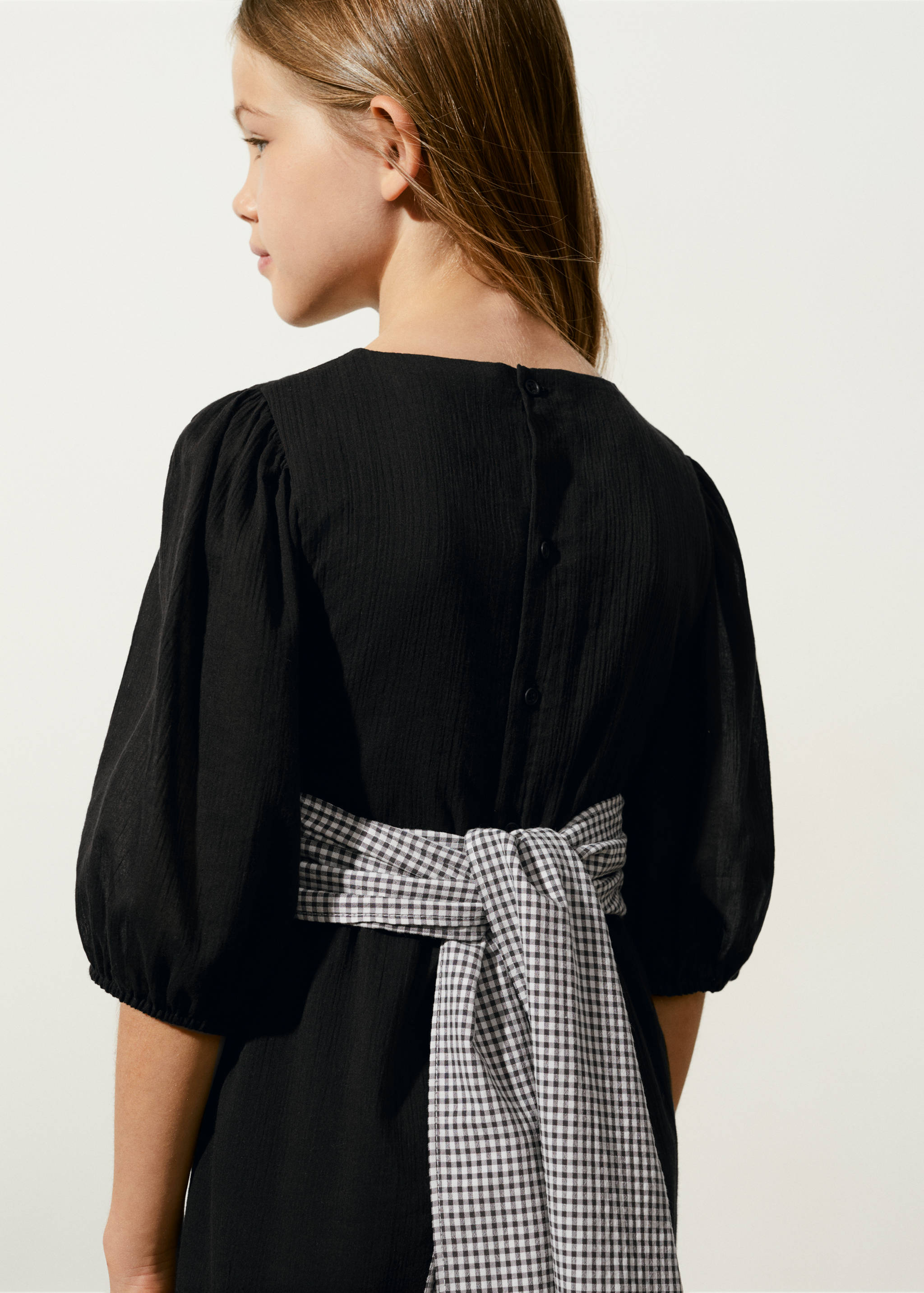 Gingham check dress with bow - Details of the article 3