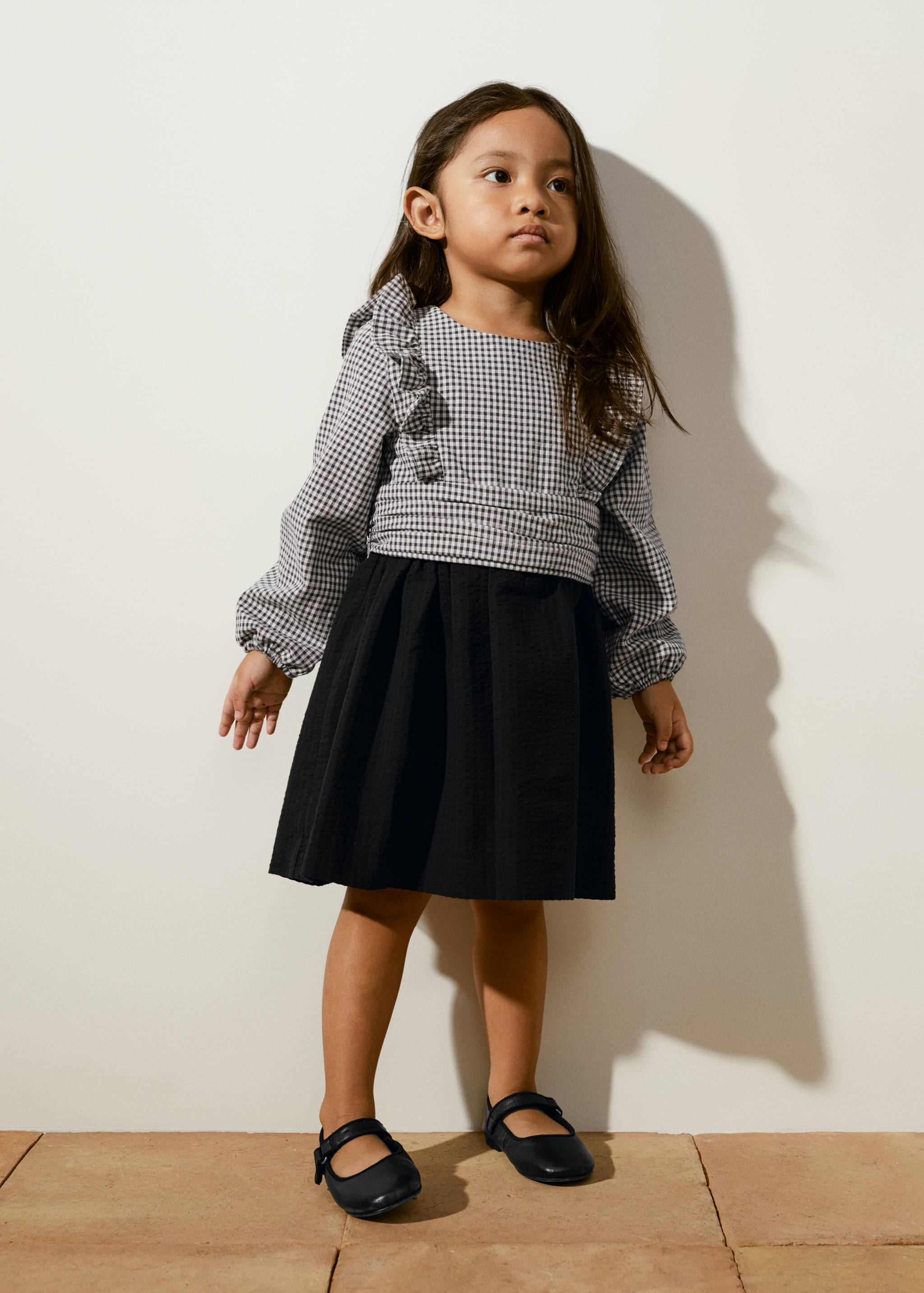 Gingham check cottoned dress - General plane