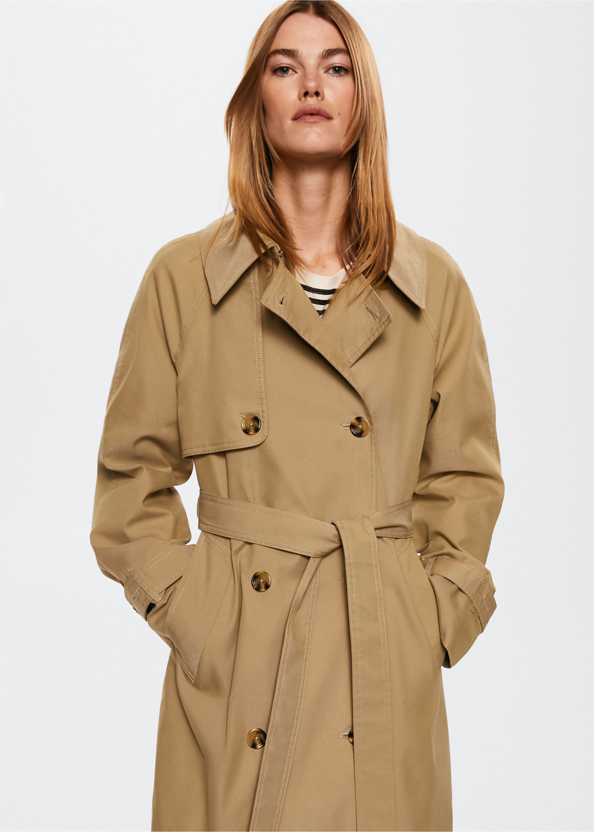 Klassischer Baumwoll-Trenchcoat - Mittlere Ansicht