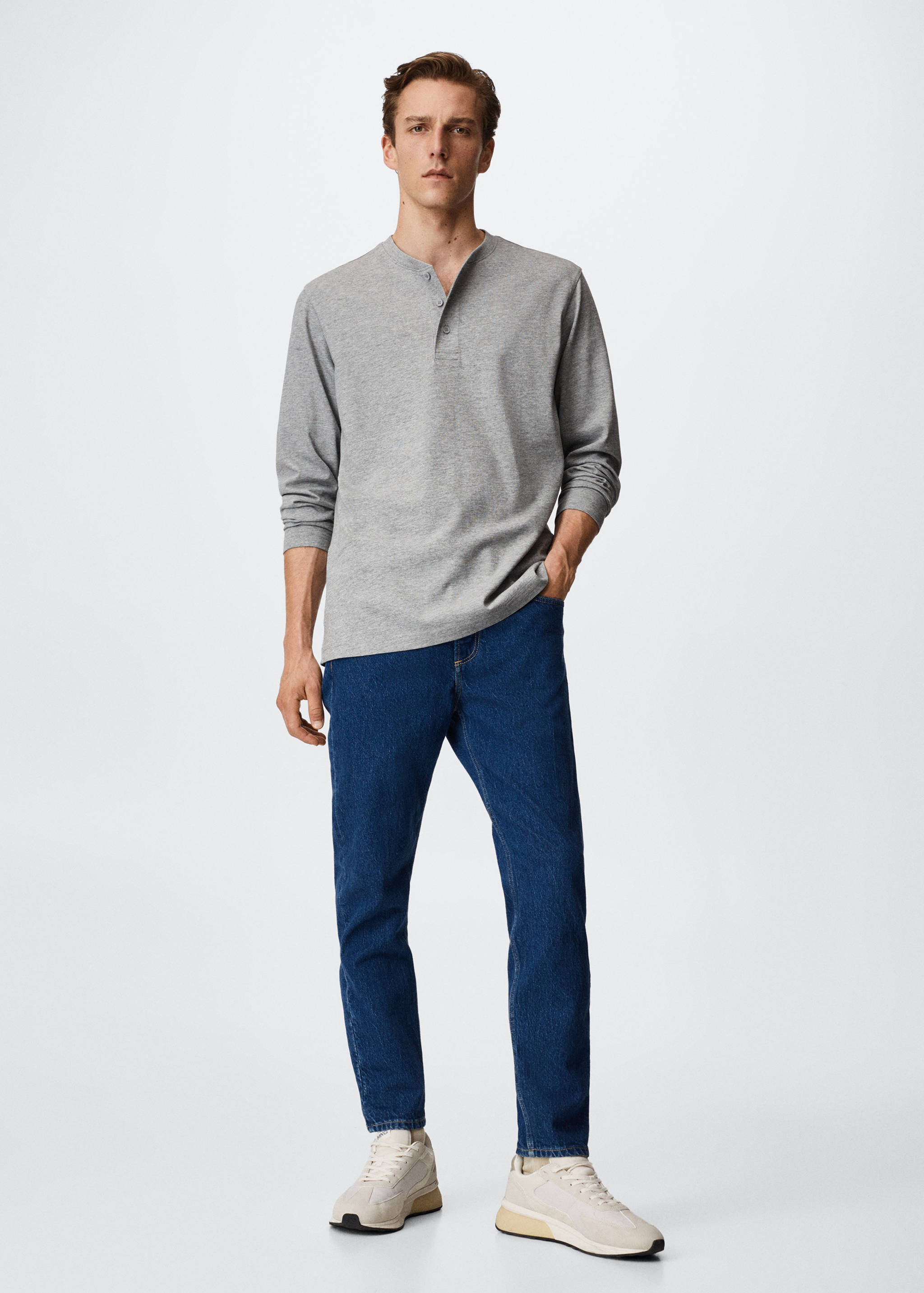 Langärmliges Henley-Shirt - Allgemeine Ansicht