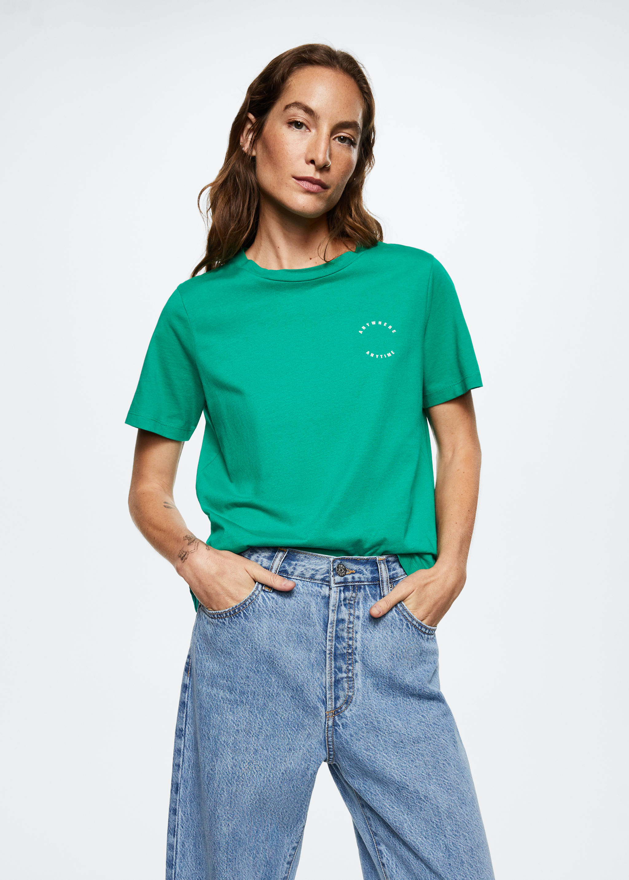 T-shirt estampada algodão - Plano médio