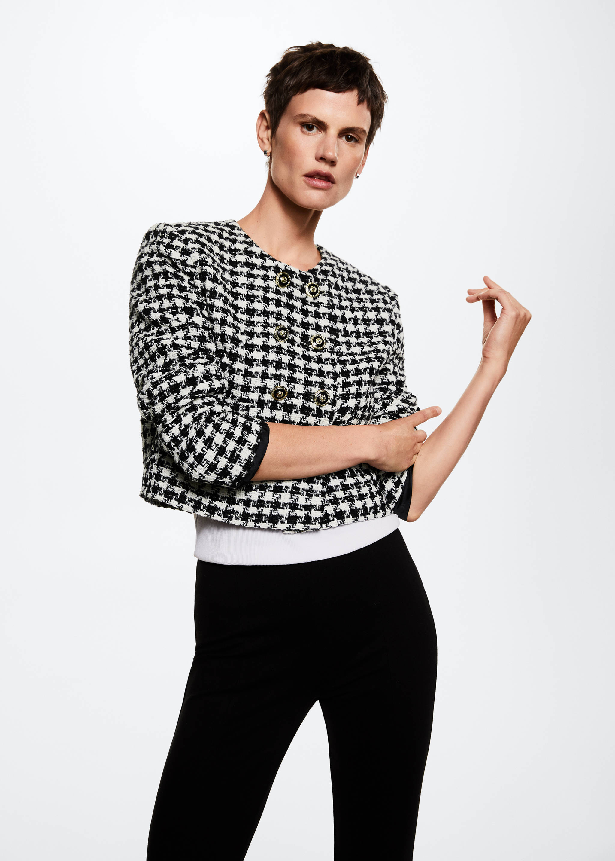 Veste tweed boutons bijoux - Plan moyen