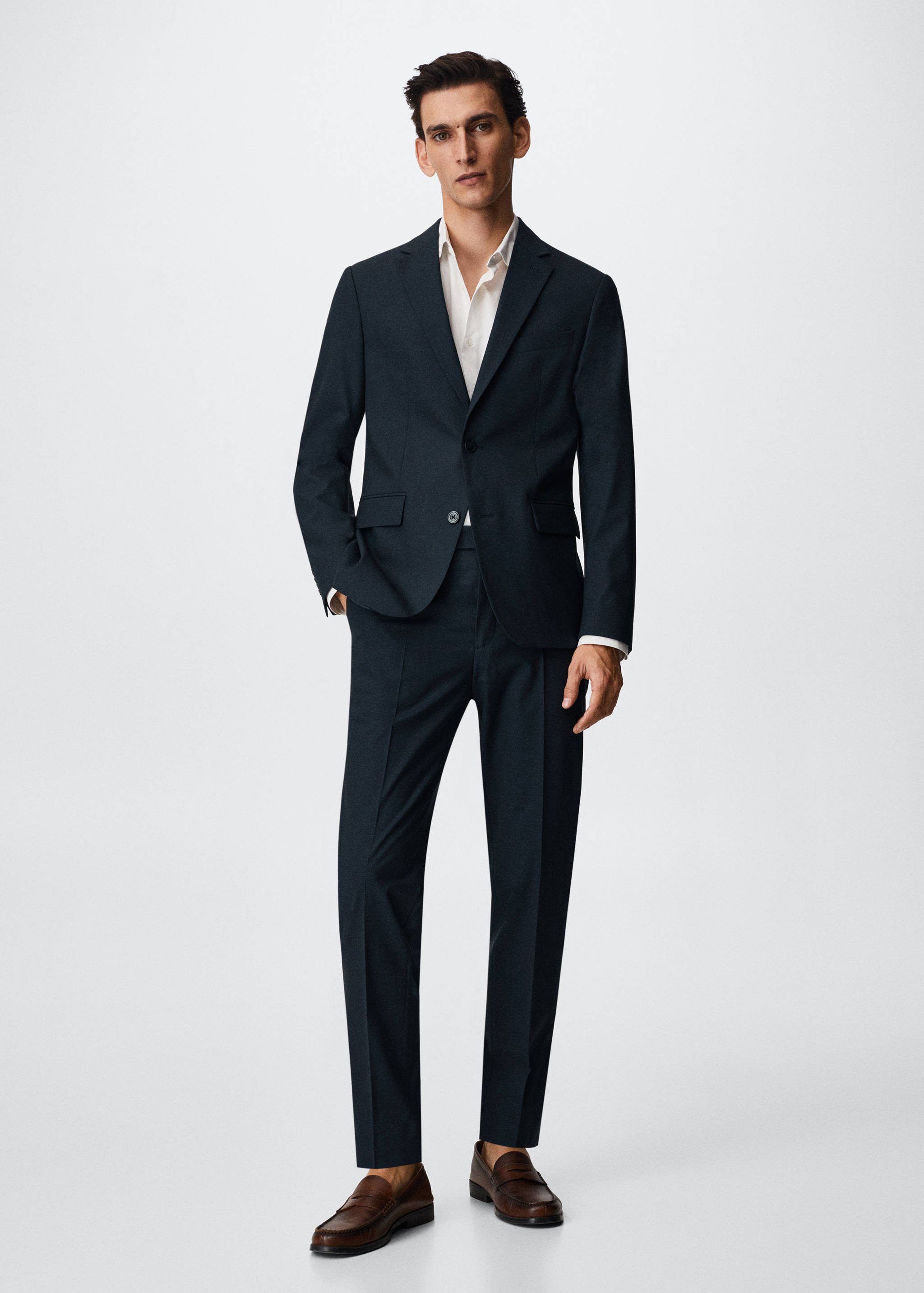 Pantalons vestir slim fit llana - Pla general