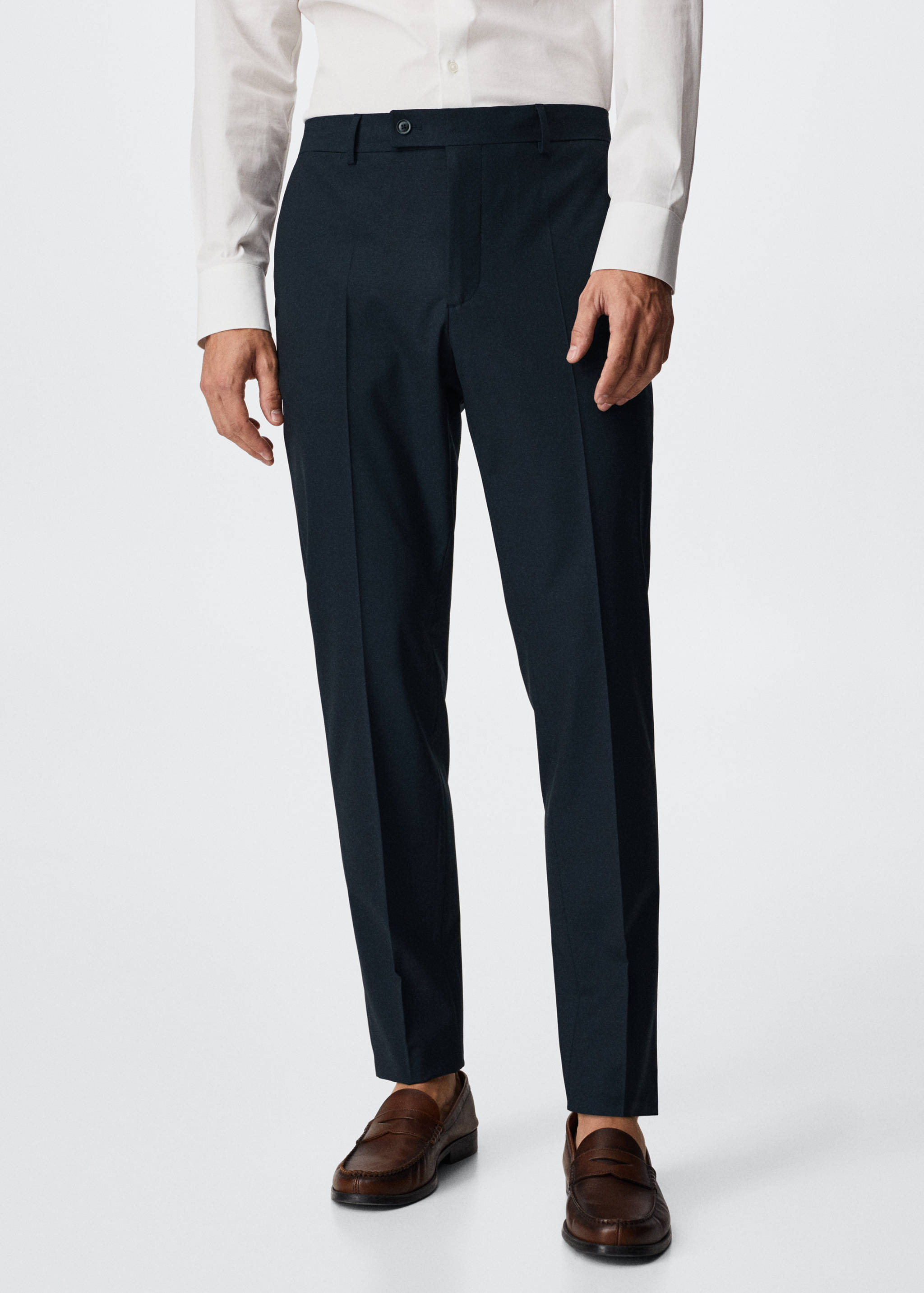 Pantalons vestir slim fit llana - Pla mig