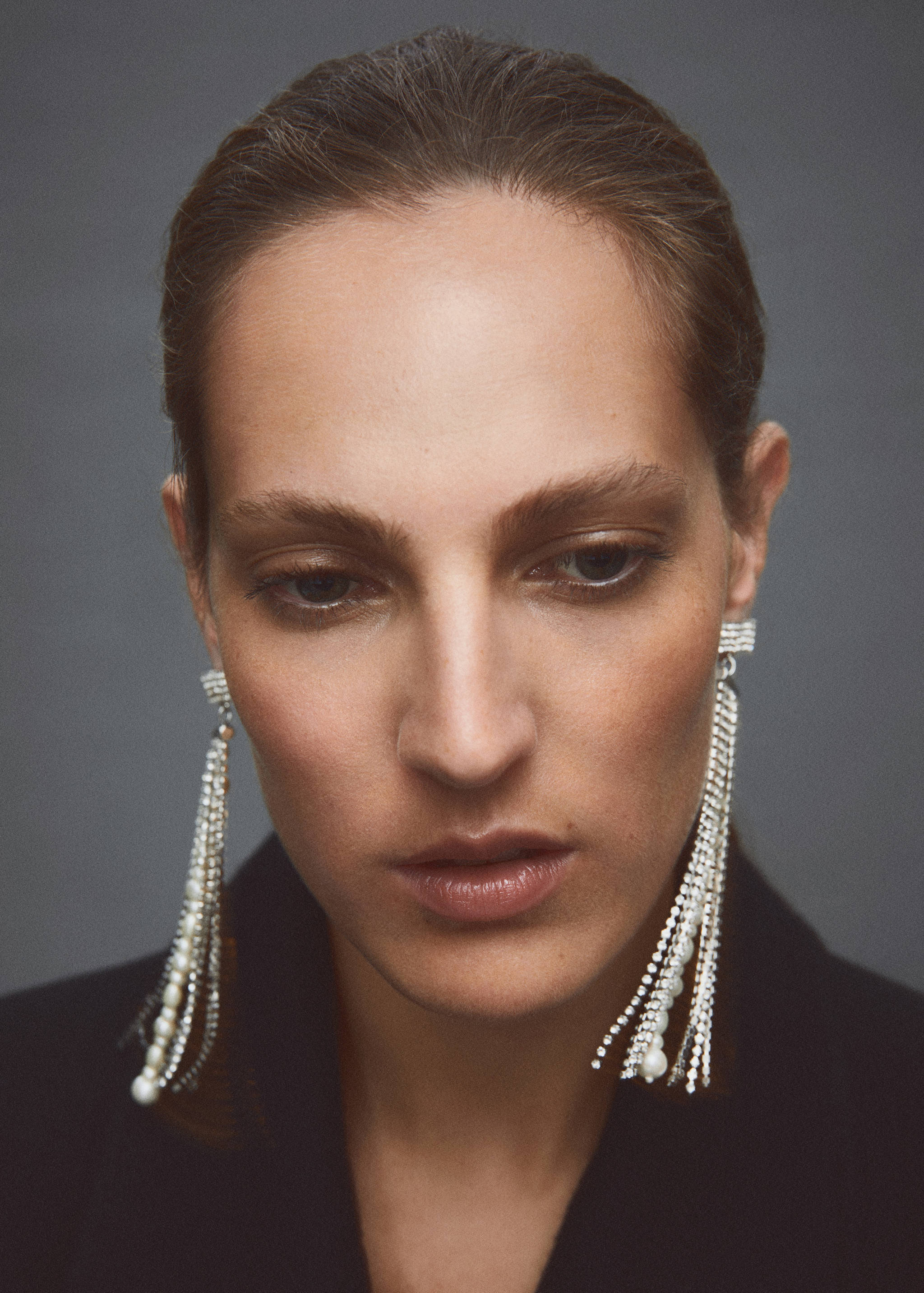 Crystal cascade earrings with pearls - General plane