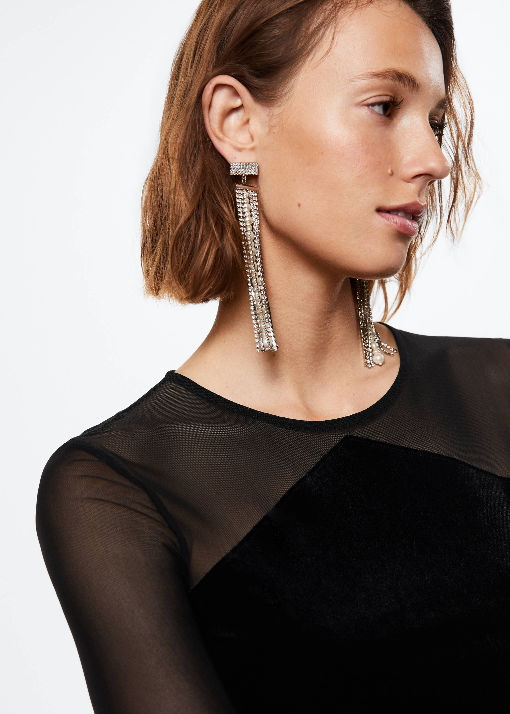 Crystal cascade earrings with pearls - Details of the article 9