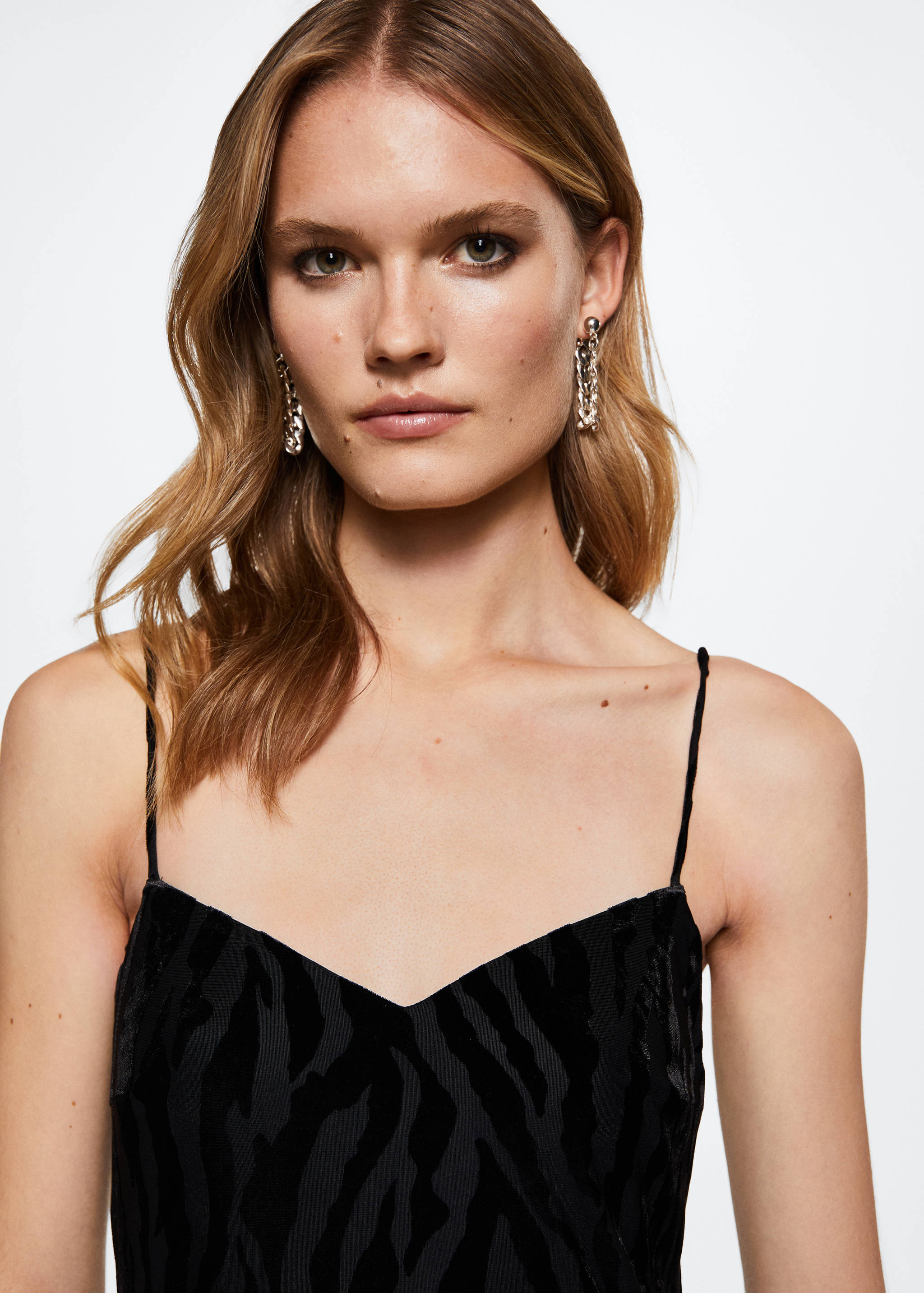 Velvet detail dress - Details of the article 1