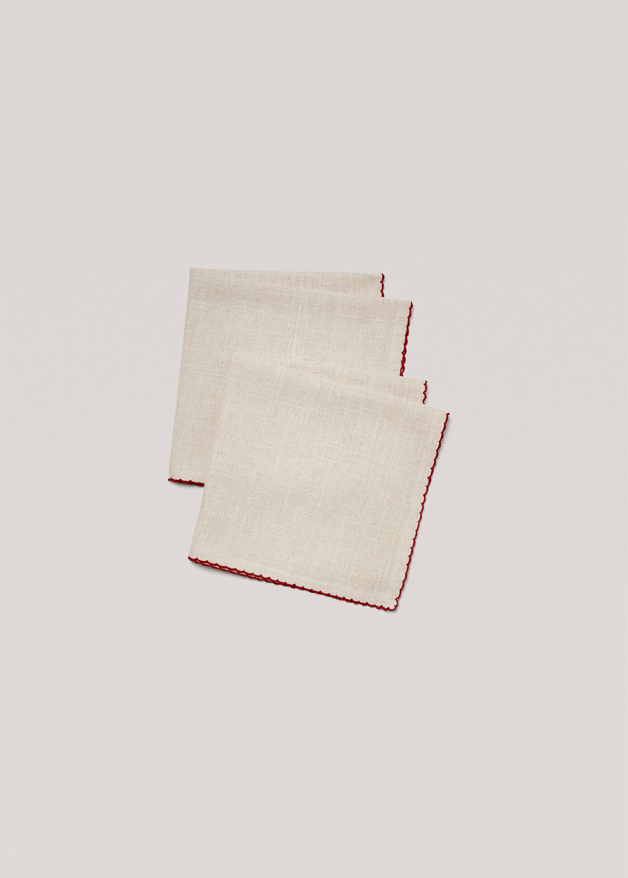 Pack 2 tovaglioli con bordo ricamato 45x45 cm - Dettaglio dell'articolo 1