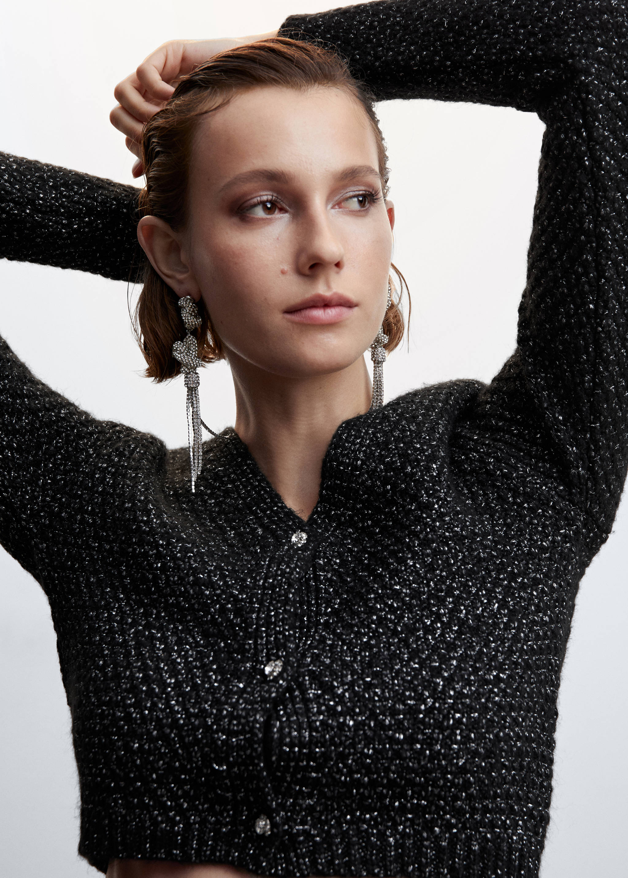 Knitted cardigan with jewel button  - Details of the article 1