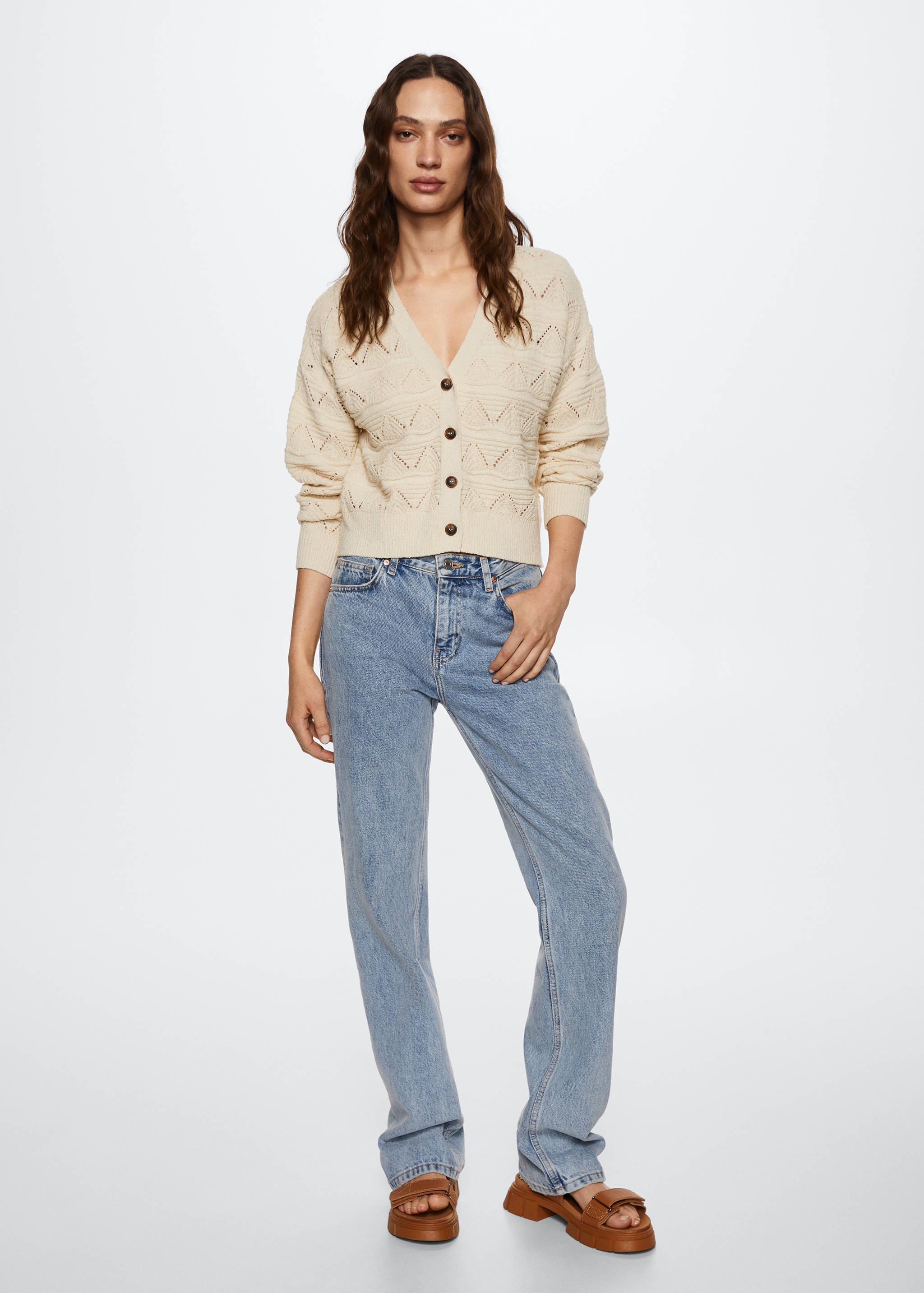 Cardigan de malha rendada - Plano geral