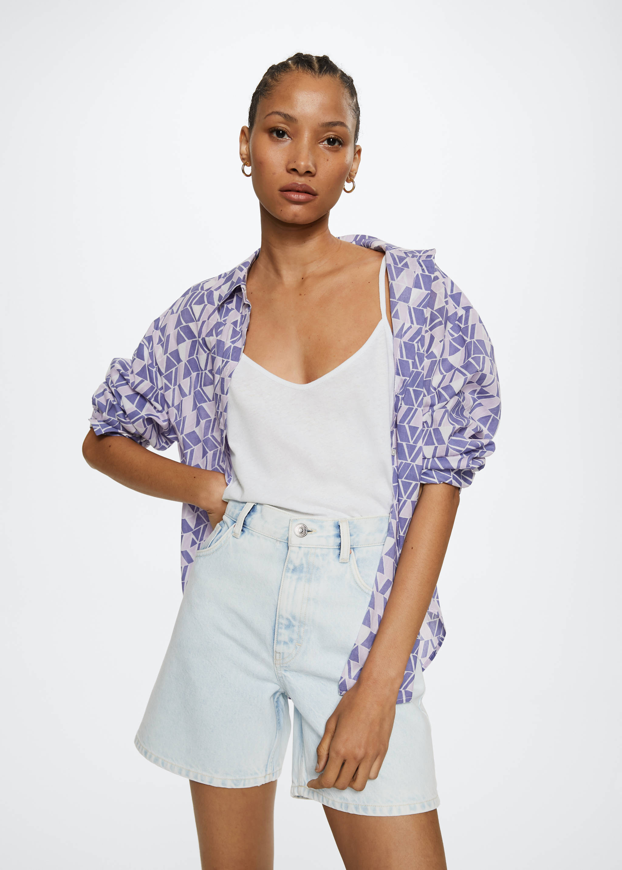 Cotton linen-blend top - Medium plane