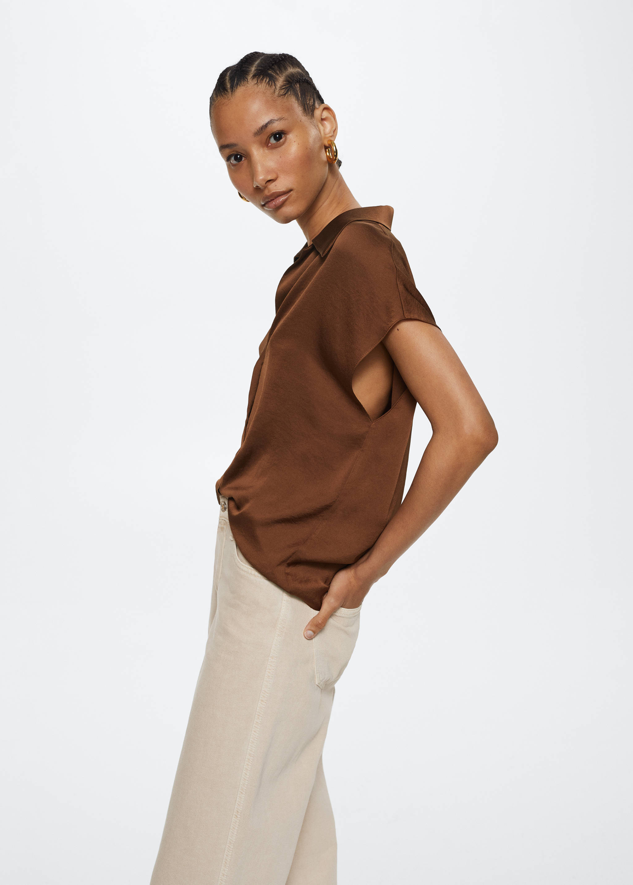 Satin finish flowy shirt - Medium plane