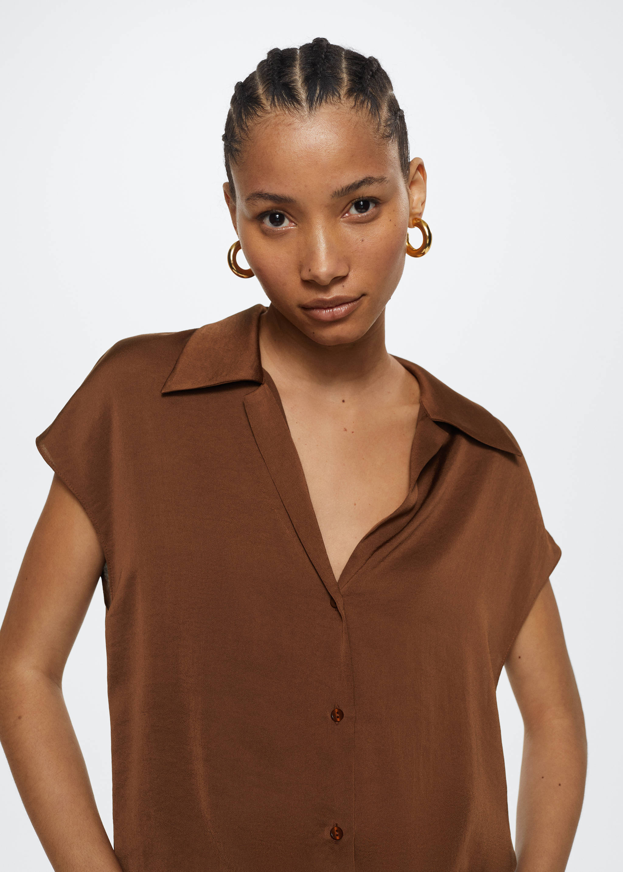 Satin finish flowy shirt - Details of the article 1