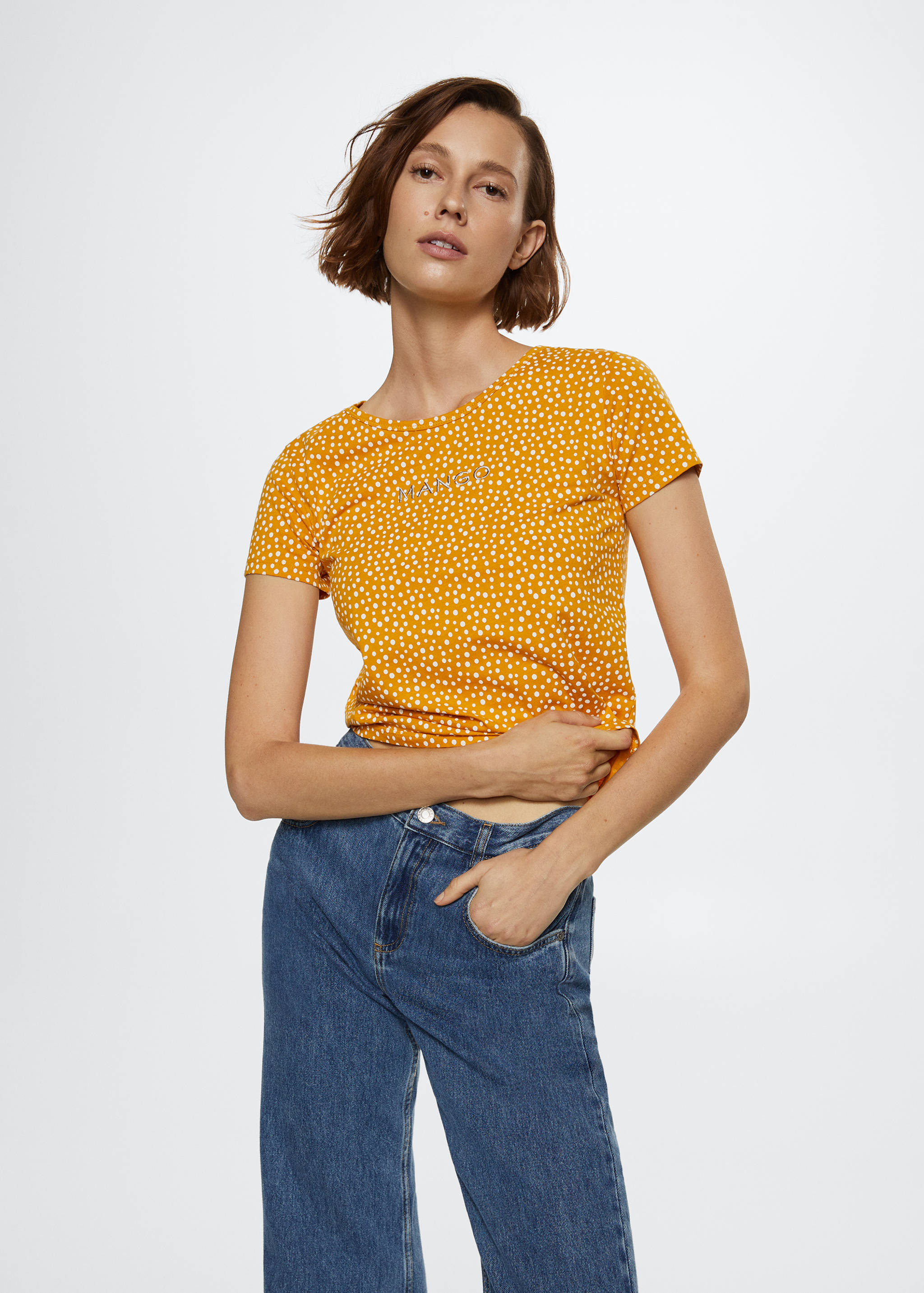 T-shirt imprimé logo brodé - Plan moyen