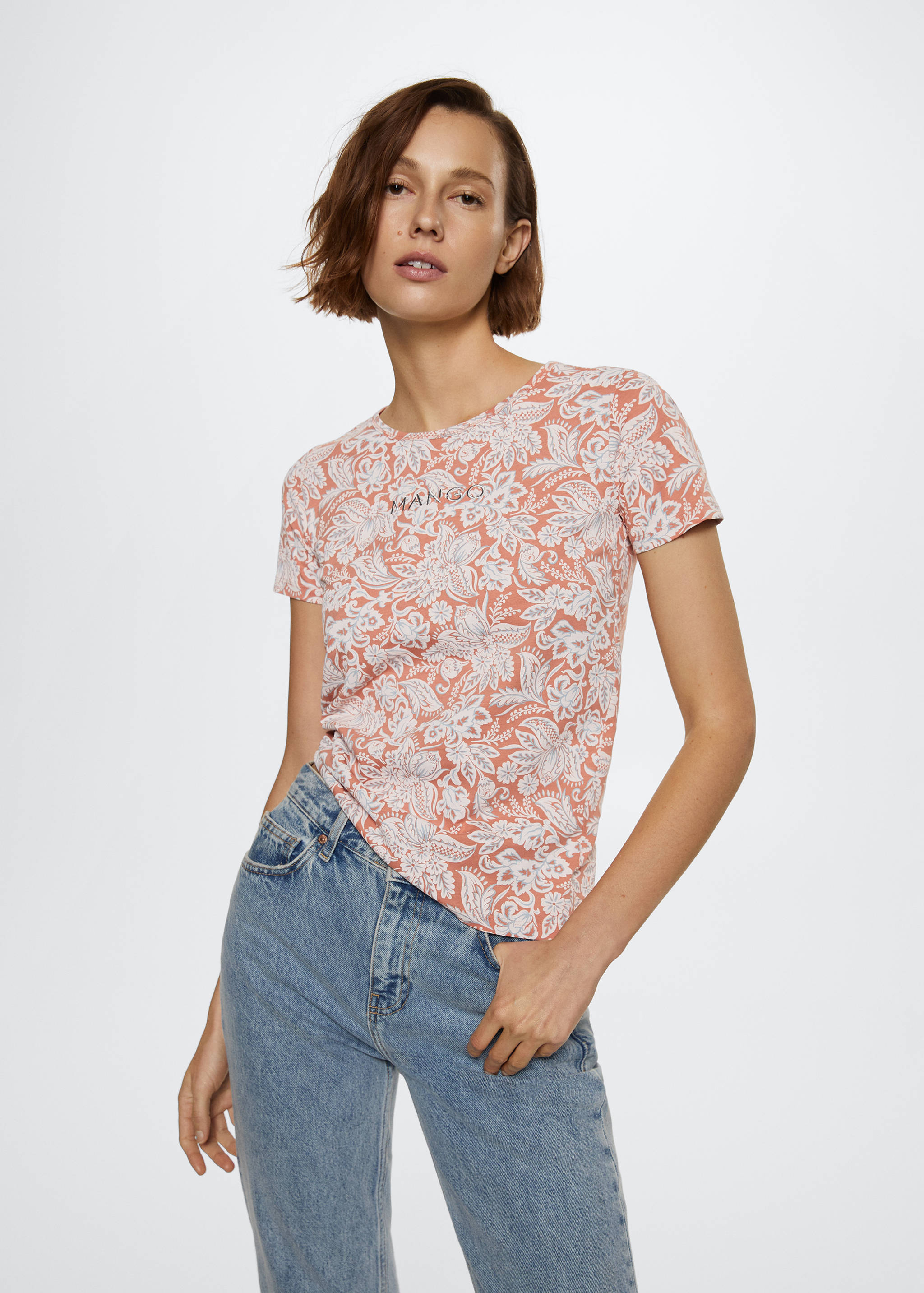 T-shirt imprimé logo brodé - Plan moyen