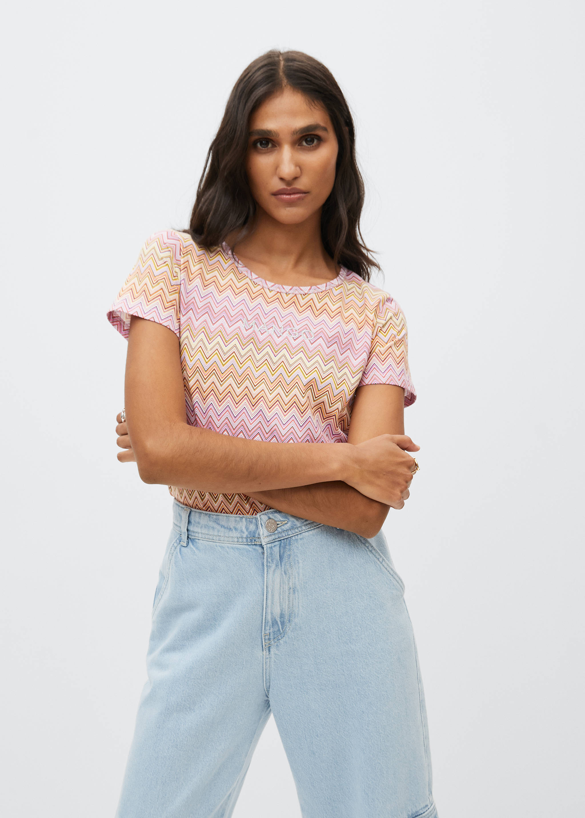 T-shirt imprimé logo brodé - Plan moyen