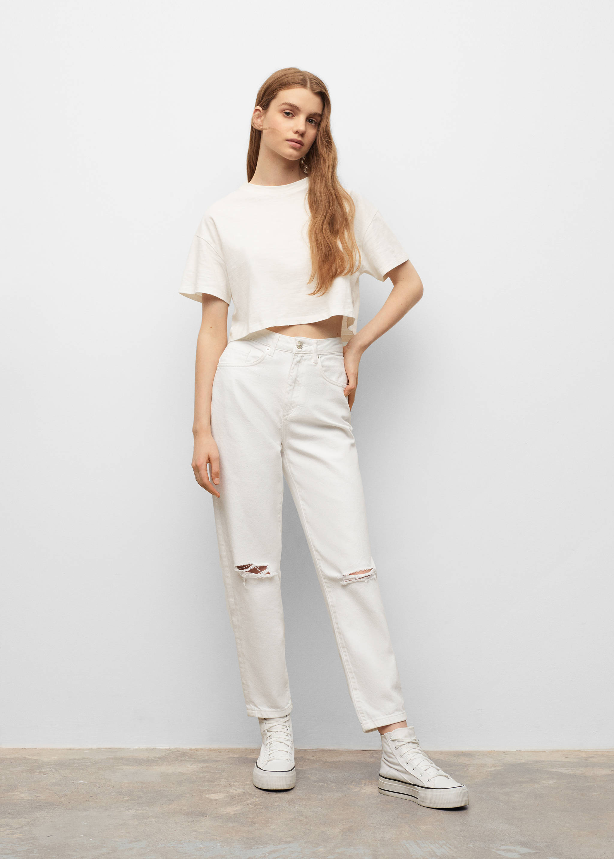 Jean straight-fit déchirures - Plan moyen