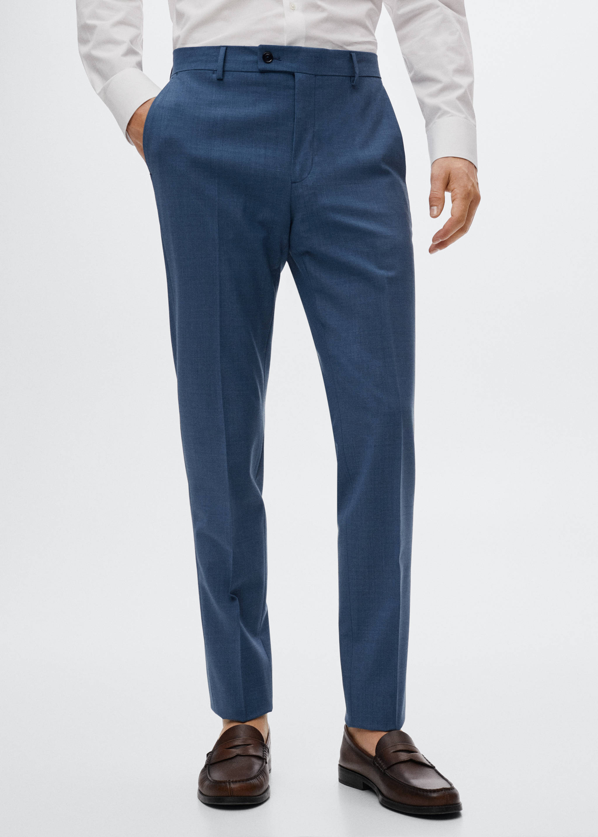 Pantalons vestir slim fit llana - Pla mig