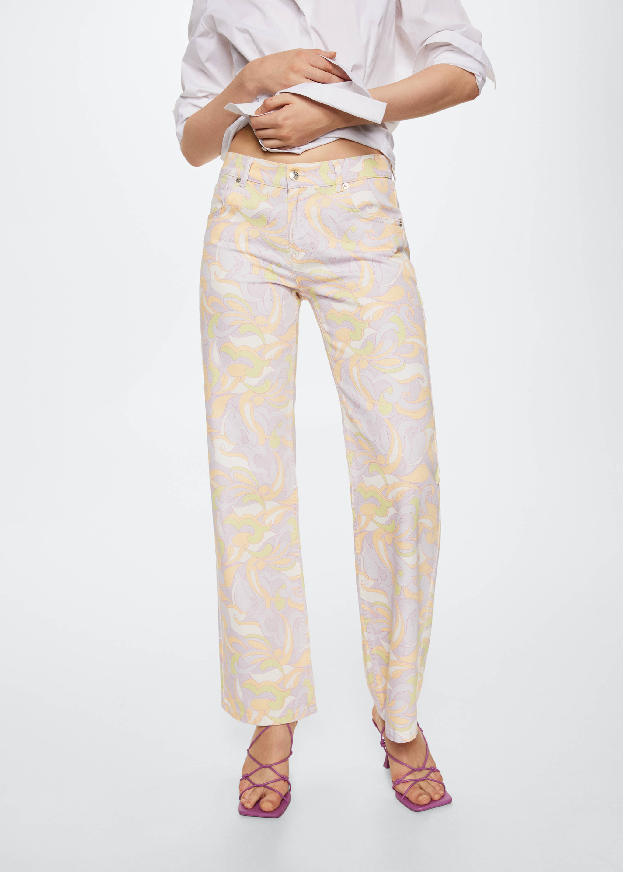 Jeans wideleg estampado - Plano medio