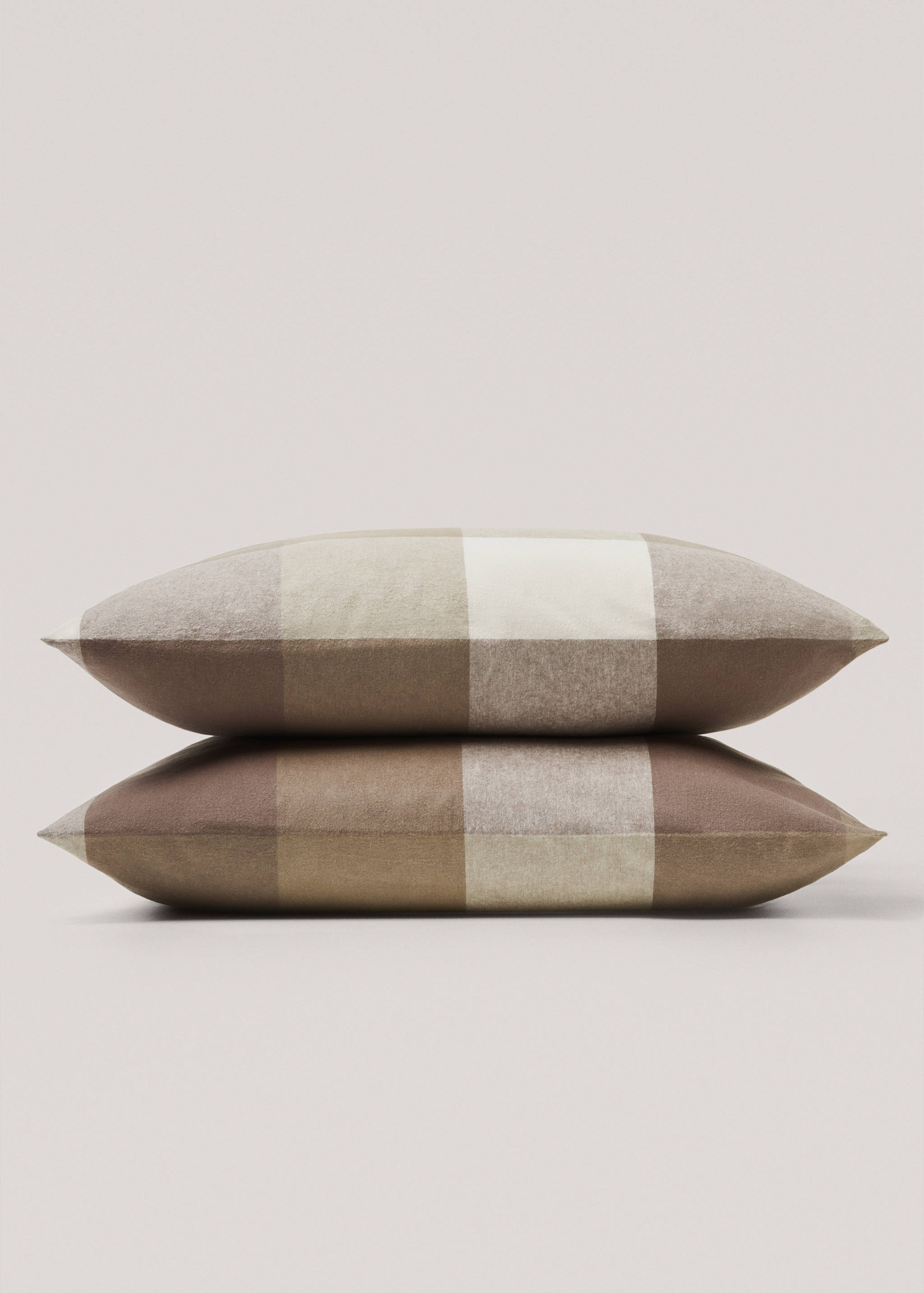 Check flannel pillowcase 60x60cm (Pack of two) - Medium plane