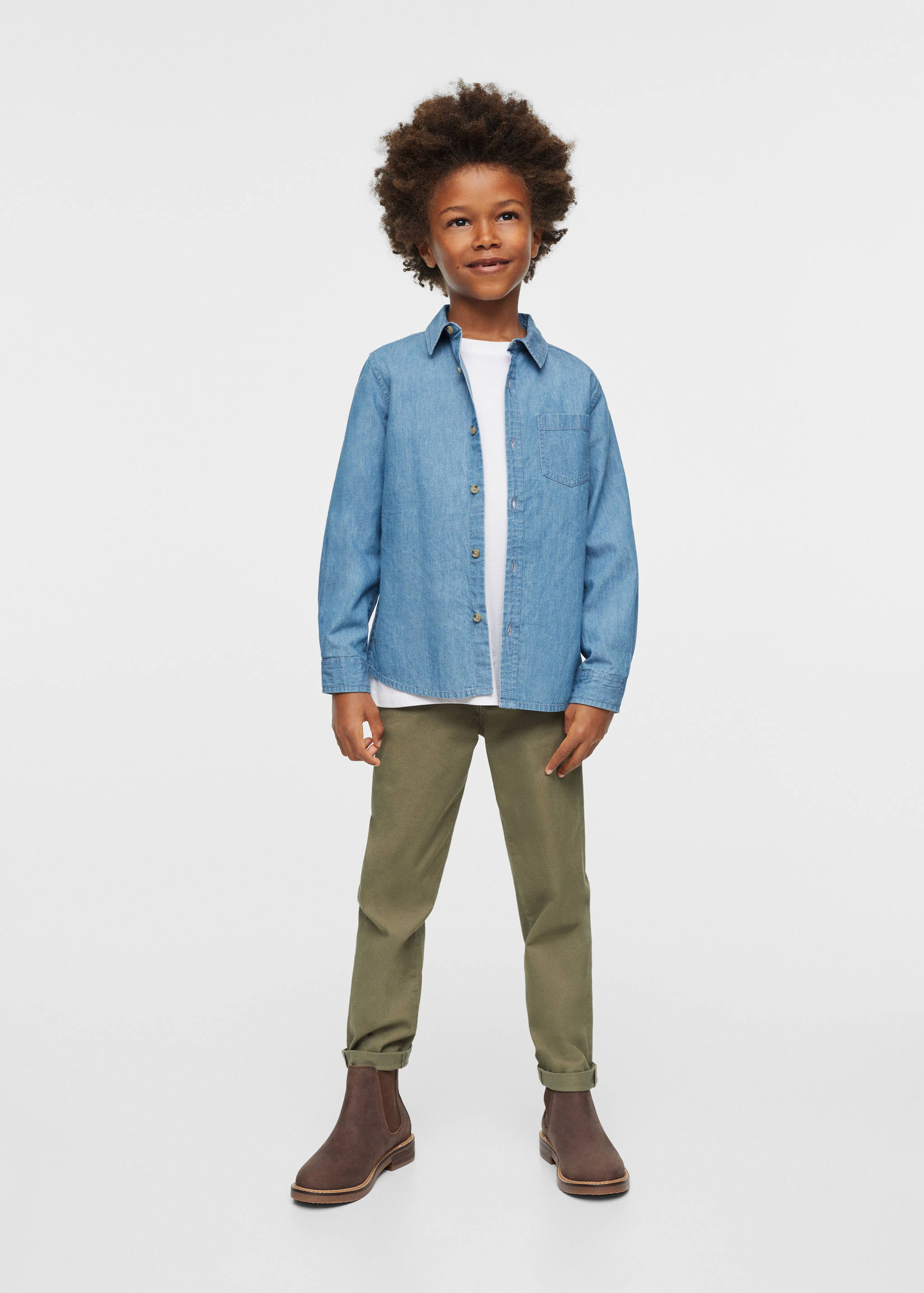 Regular-fit denim shirt with chest pocket - General plane