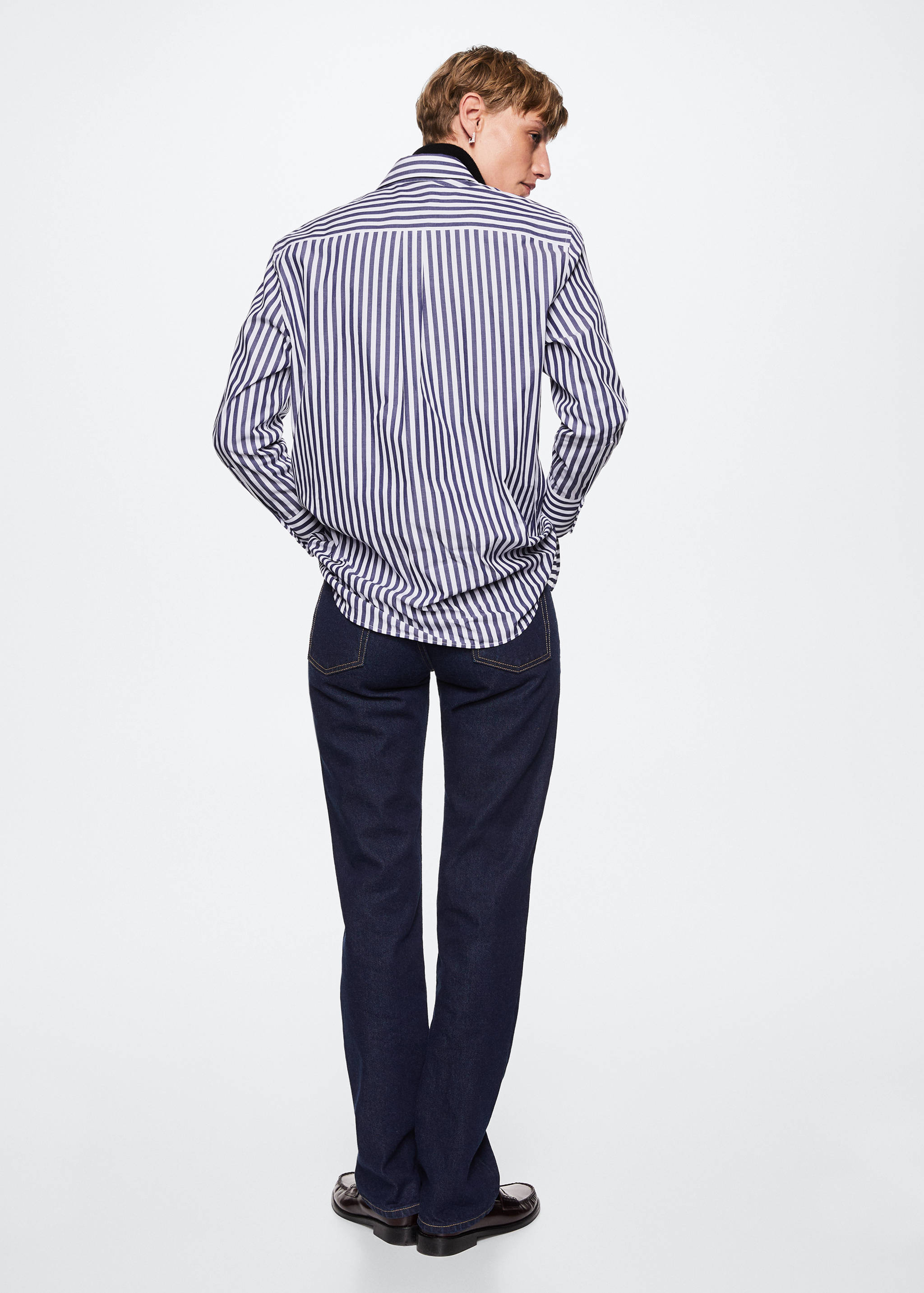 Camisa popelín regular ratlles - Revers de l'article