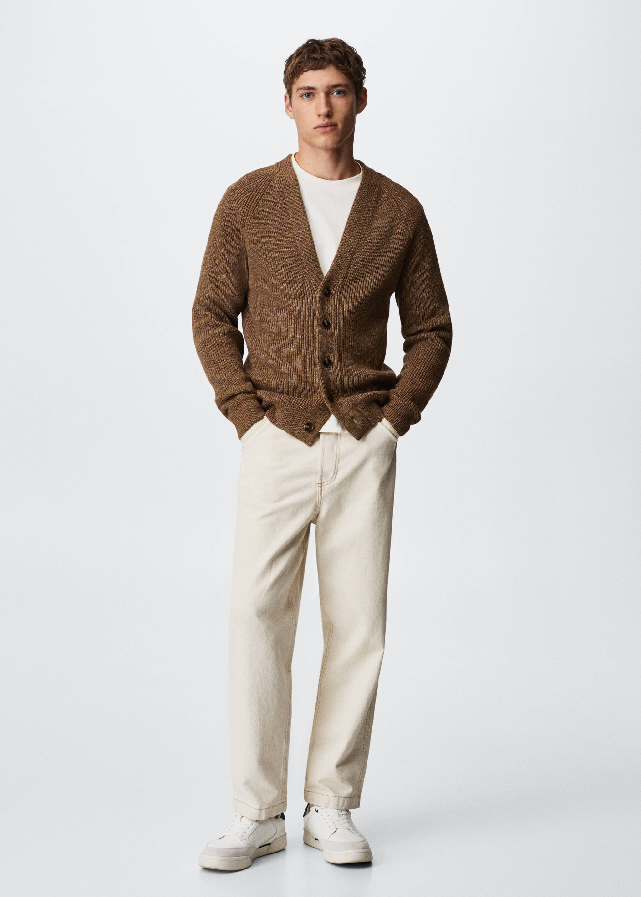 Flecked cotton-blend cardigan - General plane