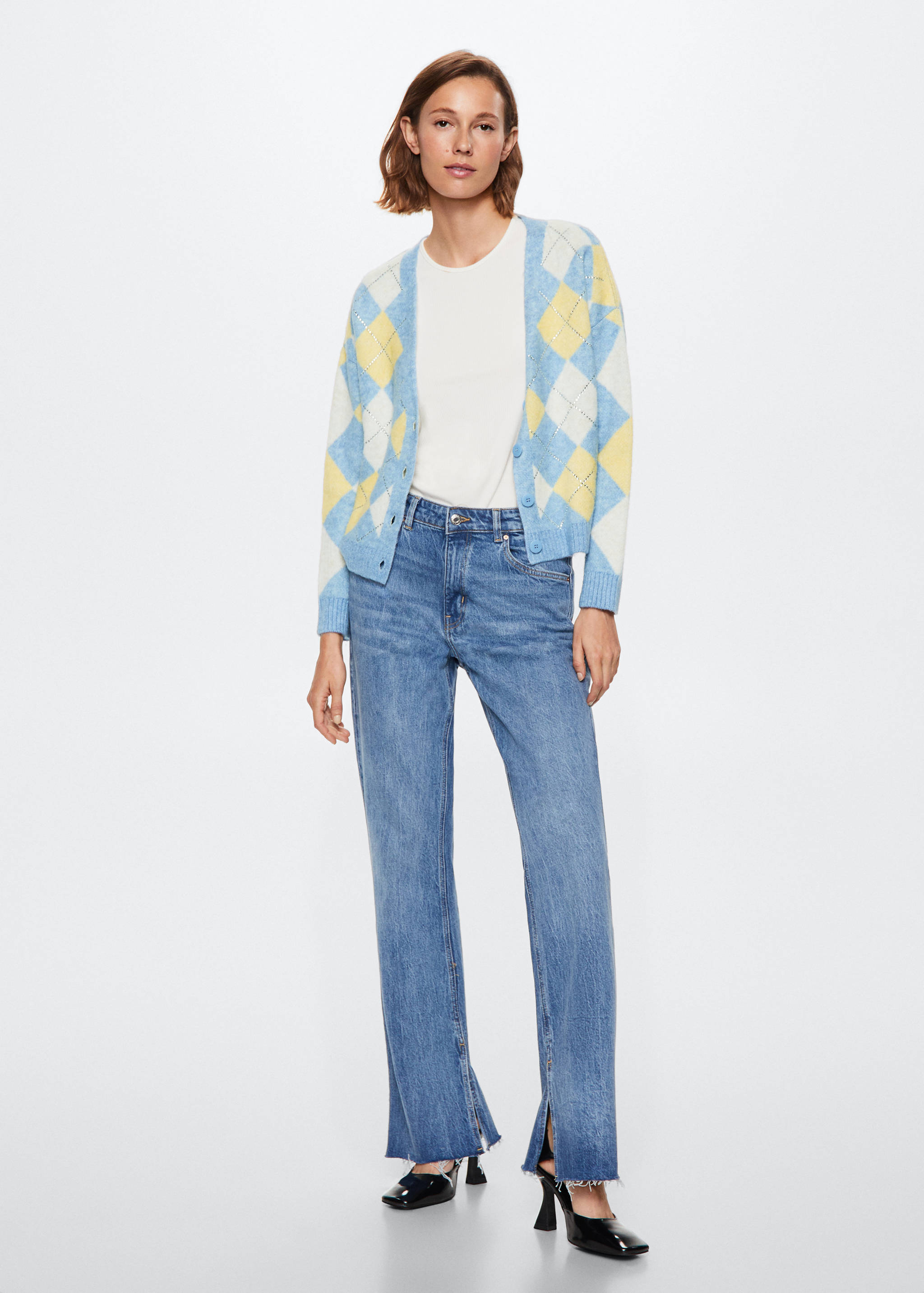 Cárdigan rombos detalle strass - Plano general