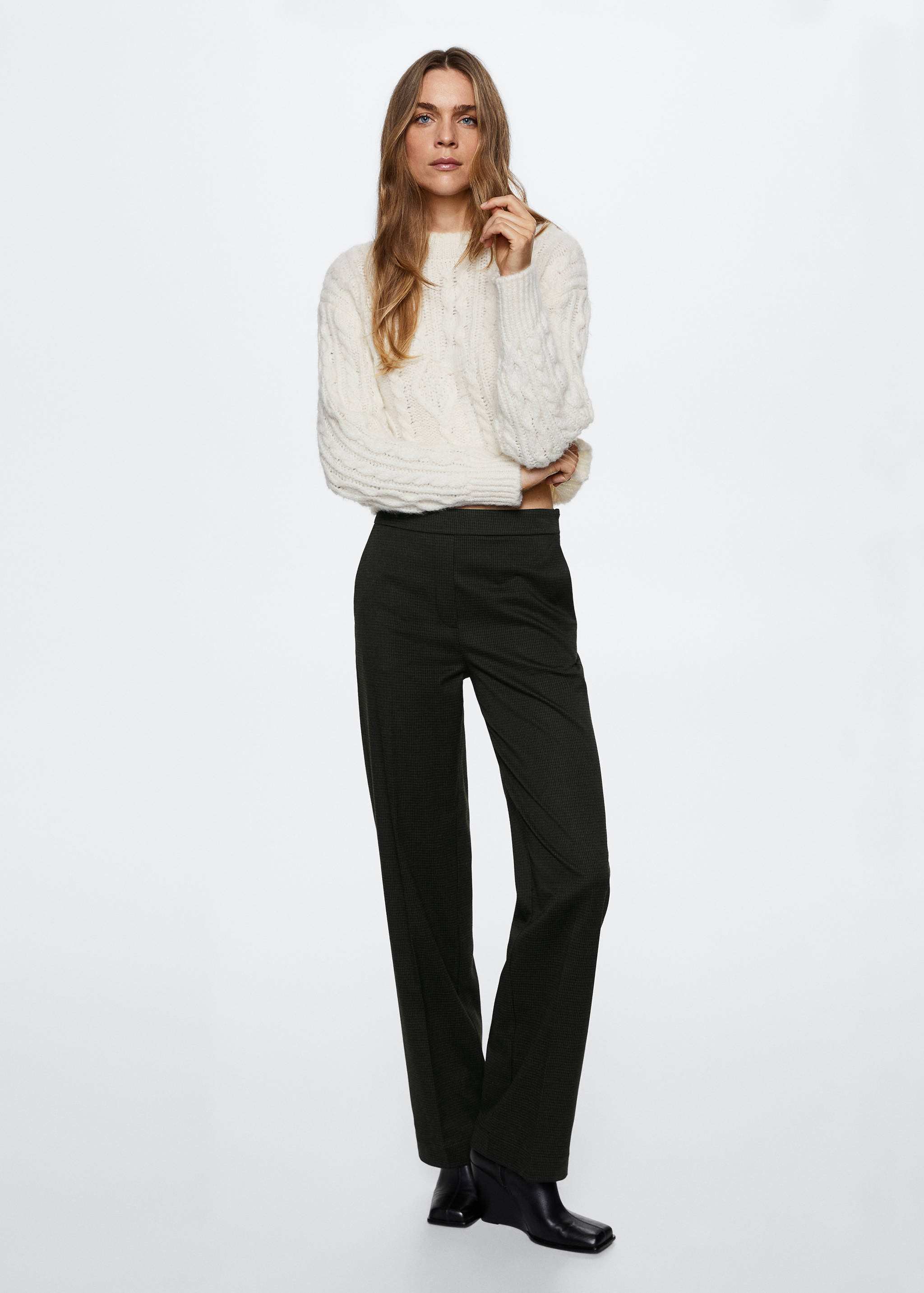 Straight checked trousers - General plane