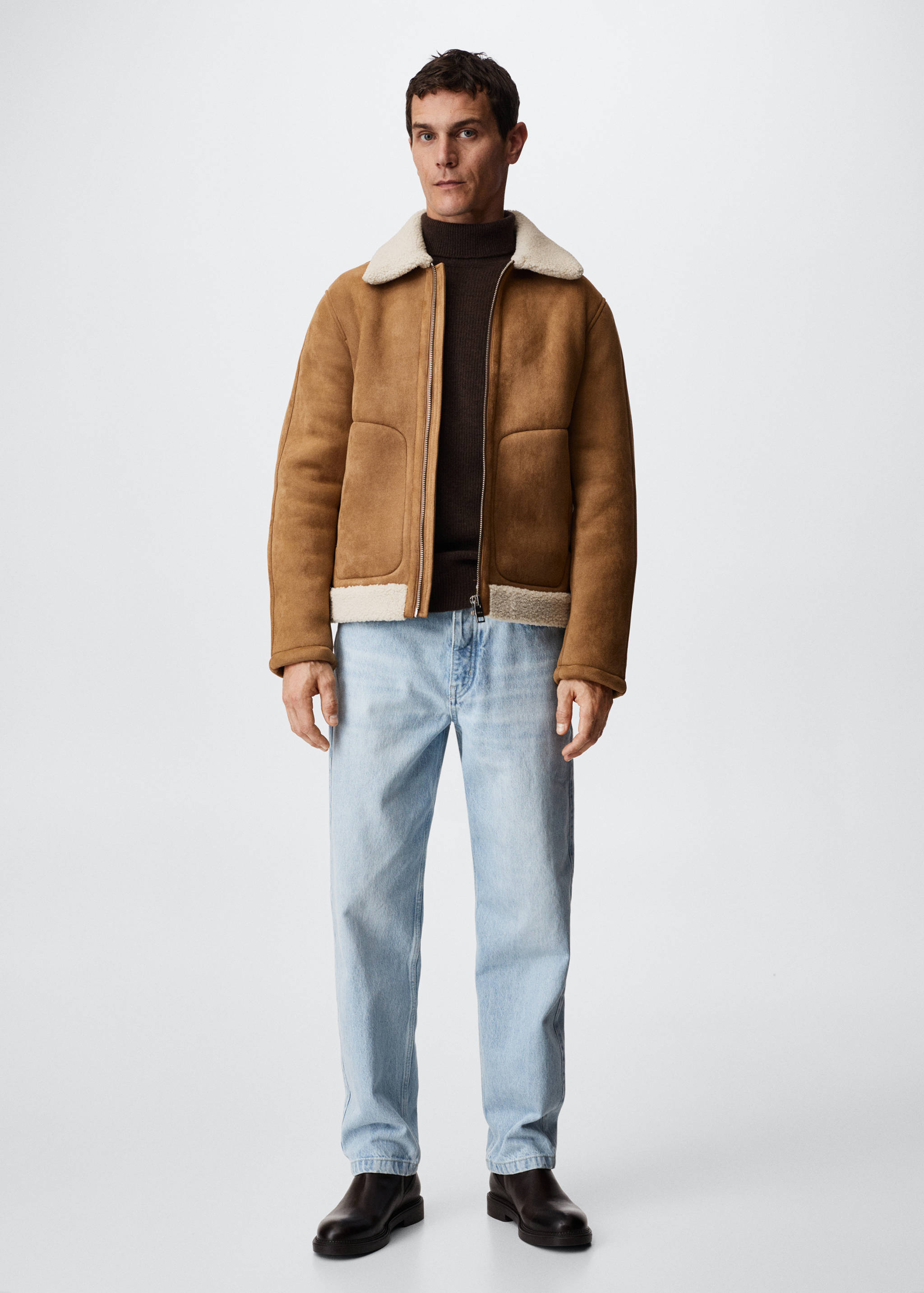 Shearling-effect aviator jacket - General plane