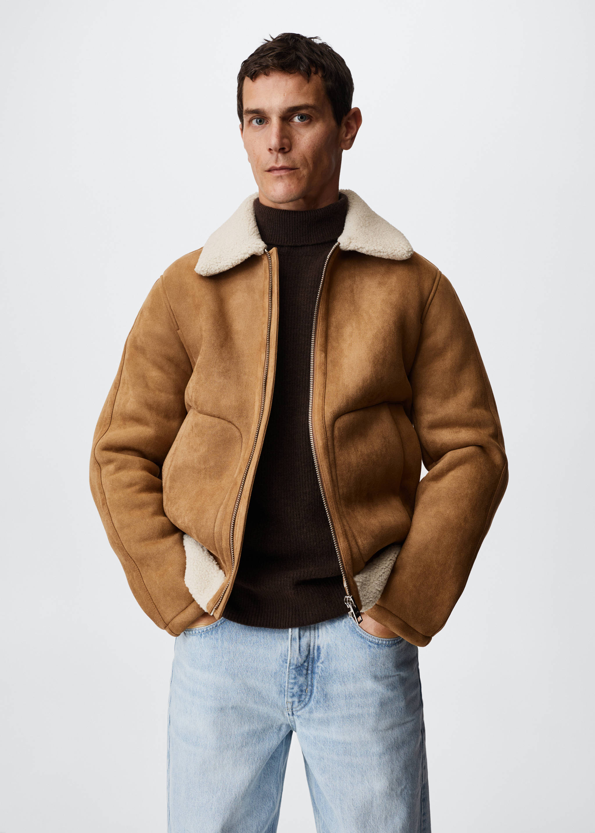 Shearling-effect aviator jacket - Medium plane