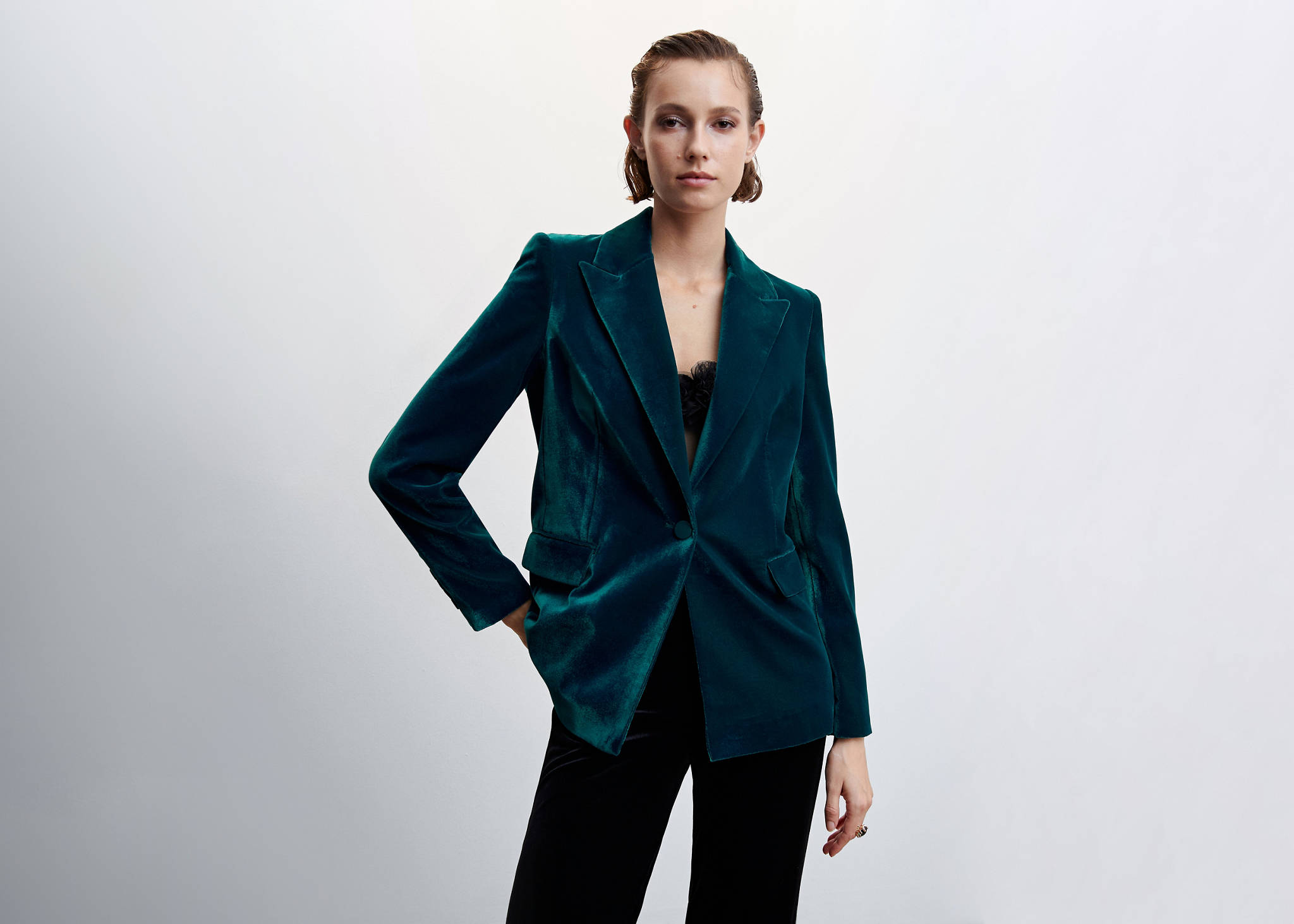 Velvet suit blazer - Panoramic plane